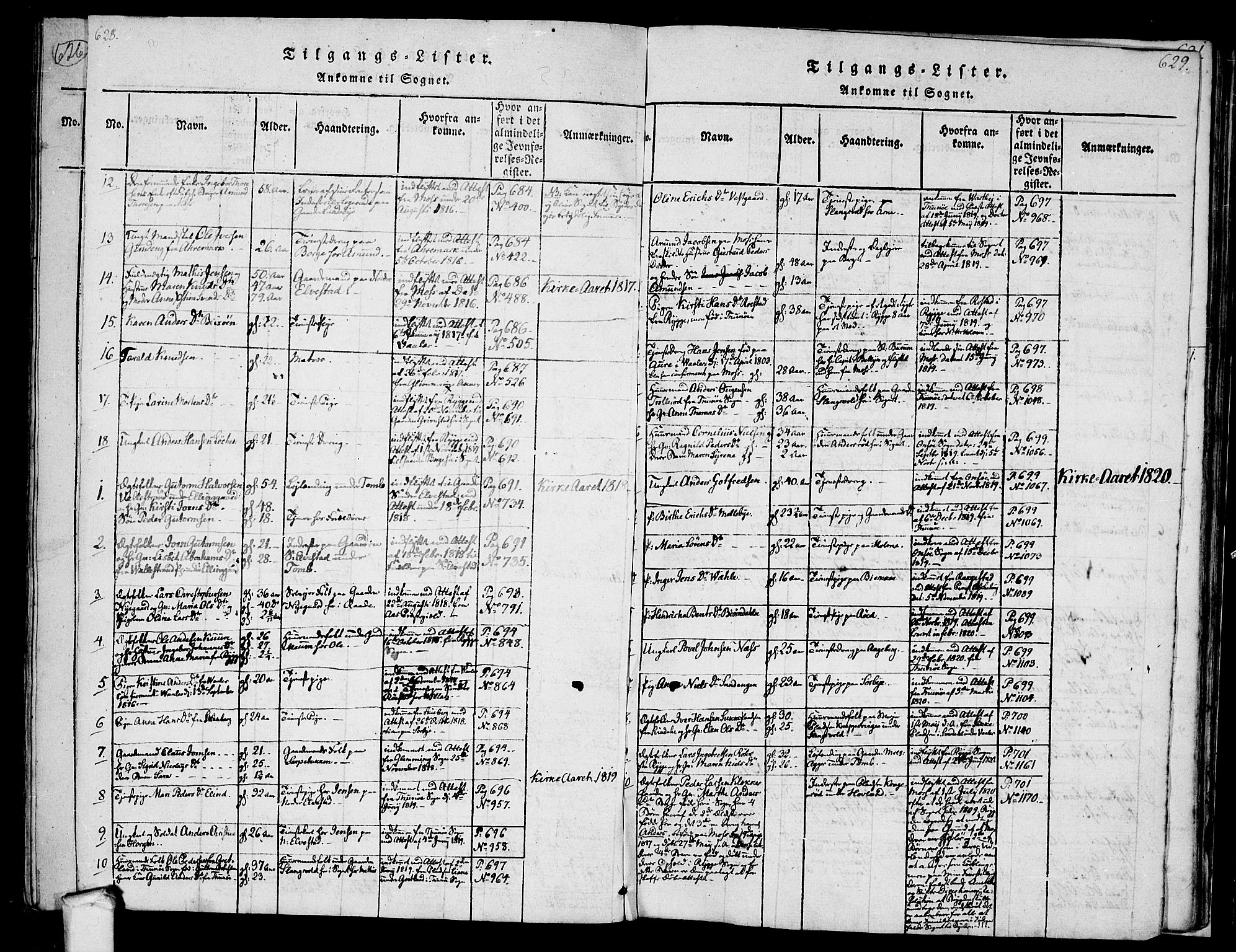 Råde prestekontor kirkebøker, SAO/A-2009/F/Fa/L0004: Parish register (official) no. 4, 1814-1830, p. 628-629