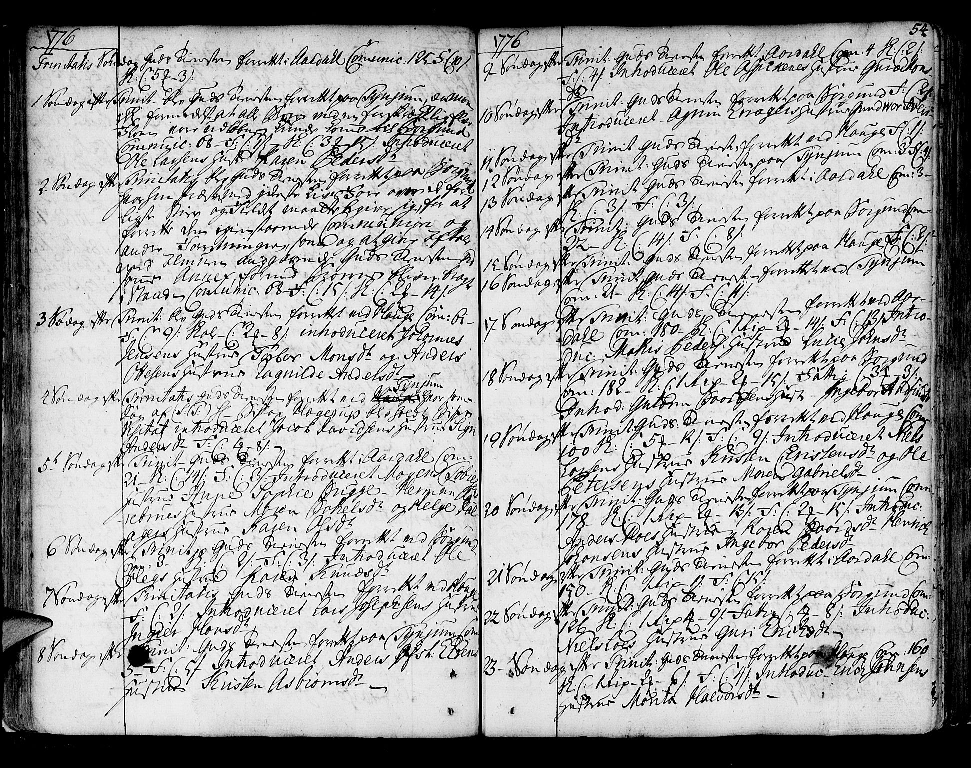 Lærdal sokneprestembete, SAB/A-81201: Parish register (official) no. A 2, 1752-1782, p. 54