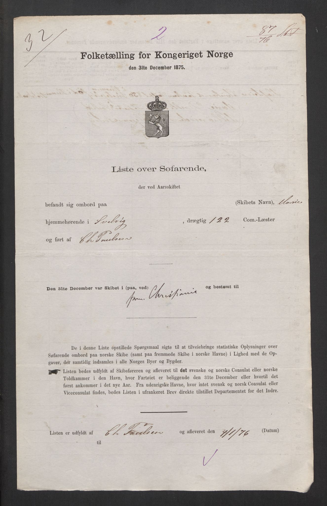 RA, 1875 census, lists of crew on ships: Ships in domestic ports, 1875, p. 171