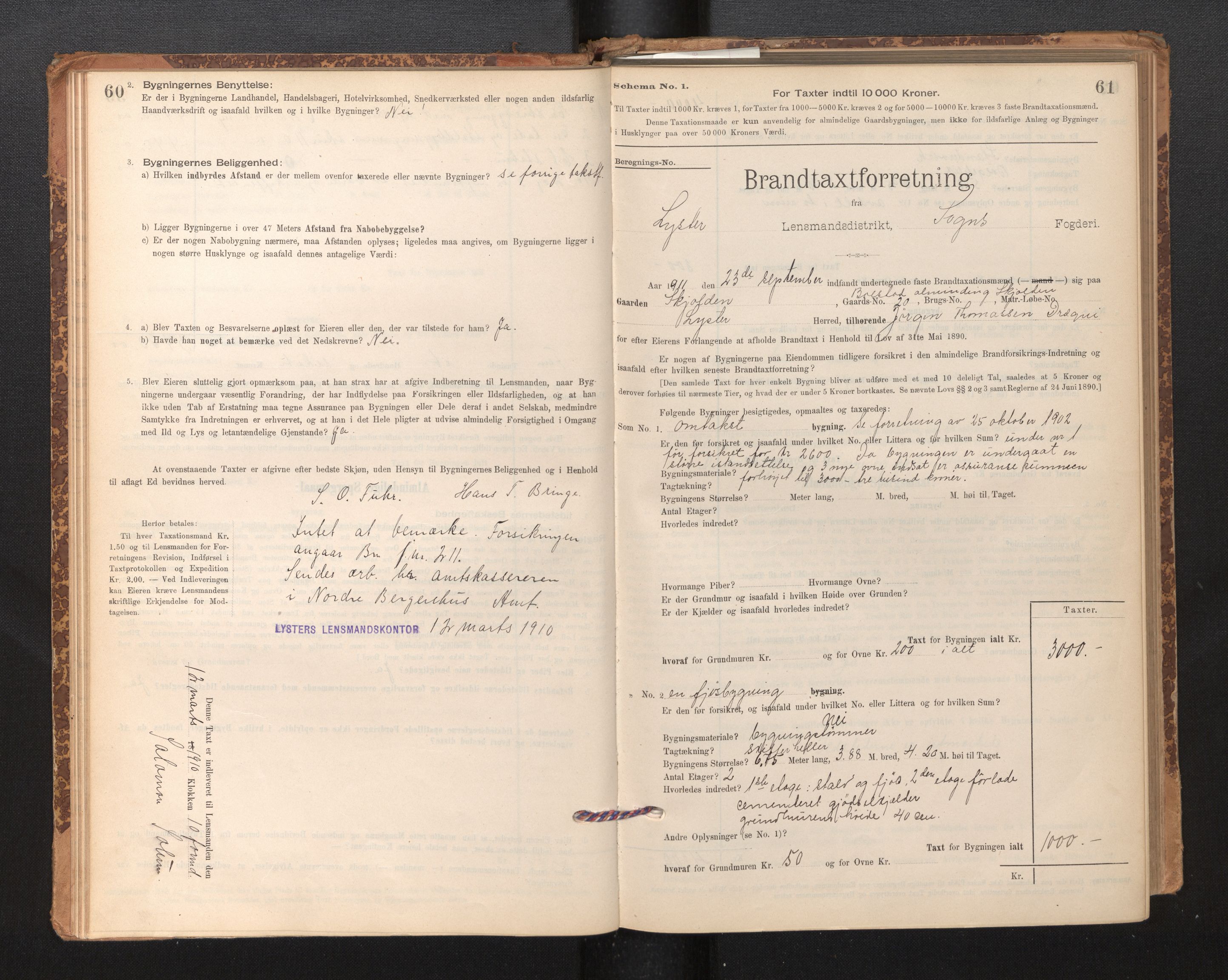 Lensmannen i Luster, SAB/A-29301/0012/L0007: Branntakstprotokoll, skjematakst, 1895-1935, p. 60-61
