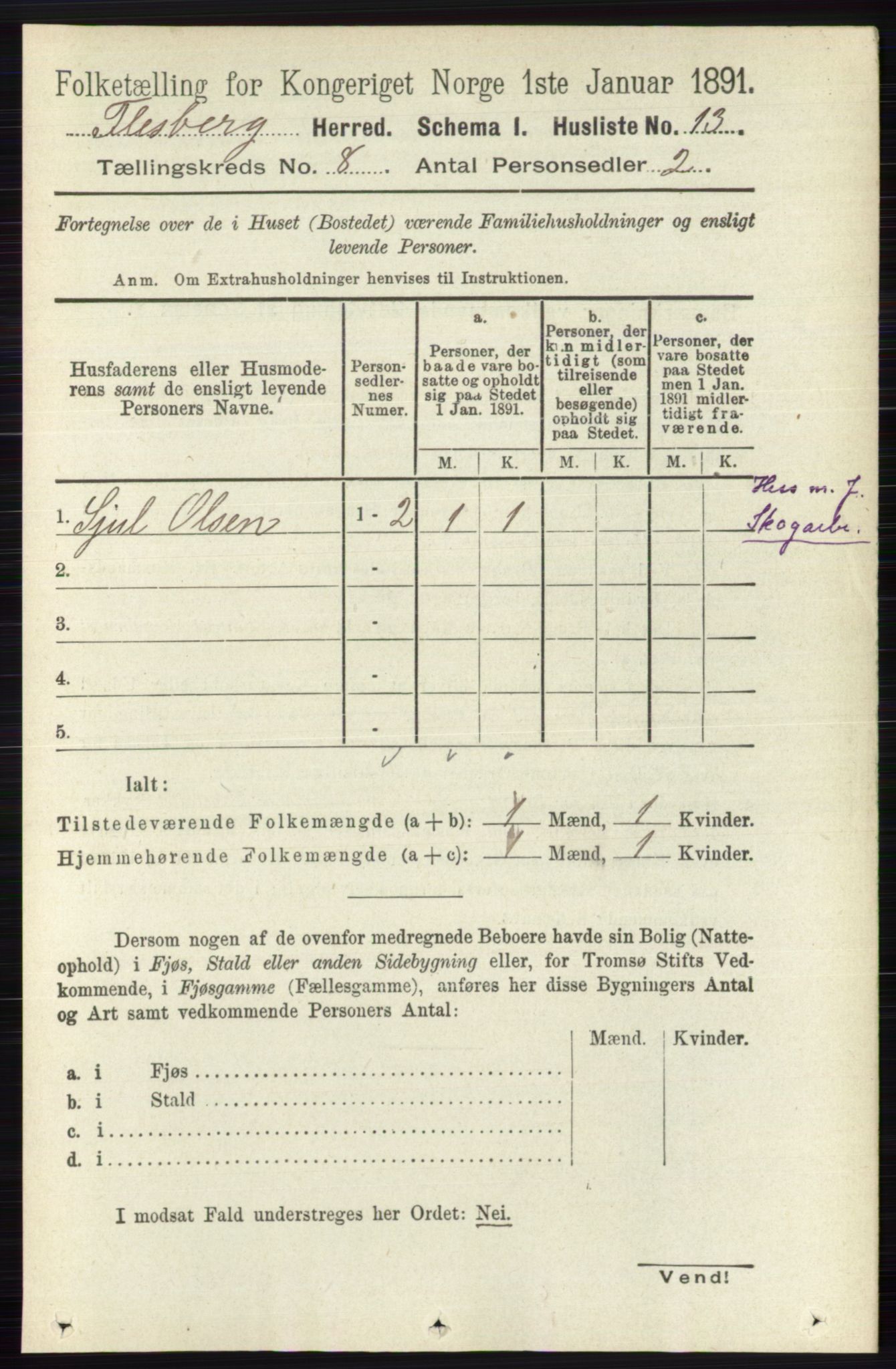 RA, 1891 census for 0631 Flesberg, 1891, p. 1348