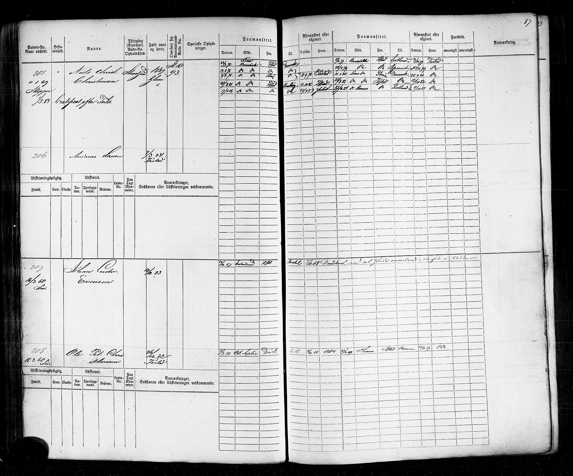 Fredrikstad mønstringskontor, SAO/A-10569b/F/Fc/Fcb/L0003: Hovedrulle, 1863-1871, p. 89