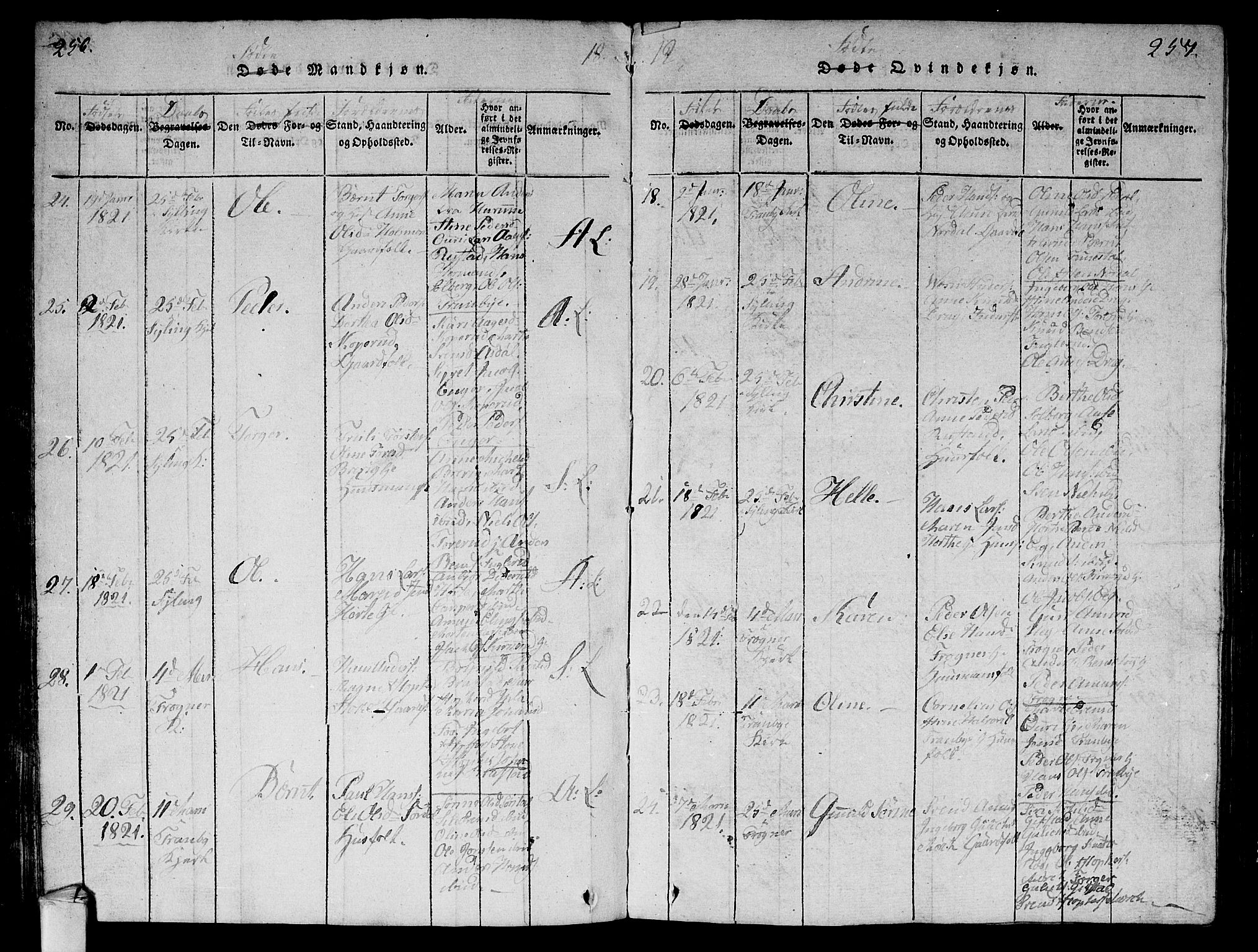 Lier kirkebøker, AV/SAKO-A-230/G/Ga/L0001: Parish register (copy) no. I 1, 1813-1824, p. 256-257