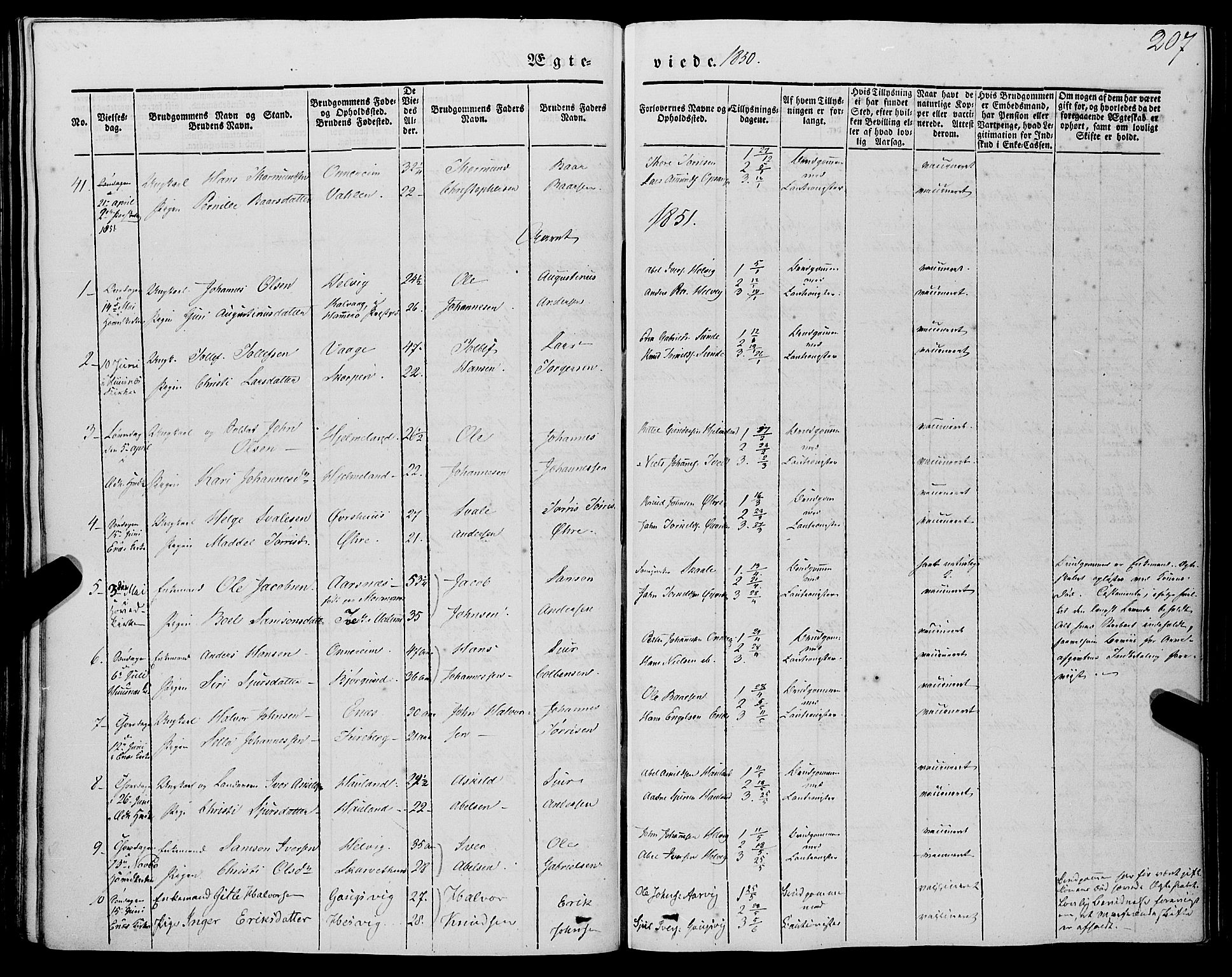 Kvinnherad sokneprestembete, SAB/A-76401/H/Haa: Parish register (official) no. A 7, 1843-1853, p. 207