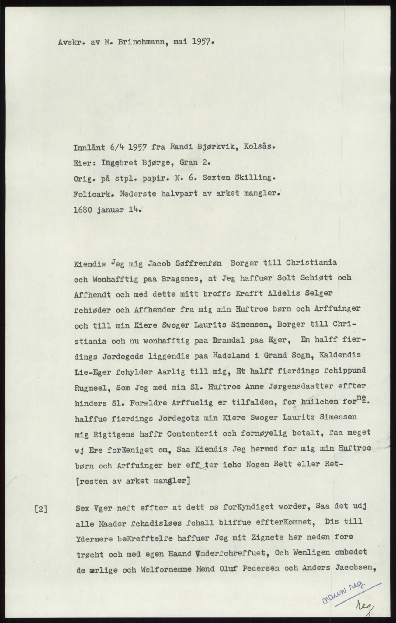 Samlinger til kildeutgivelse, Diplomavskriftsamlingen, RA/EA-4053/H/Ha, p. 1913