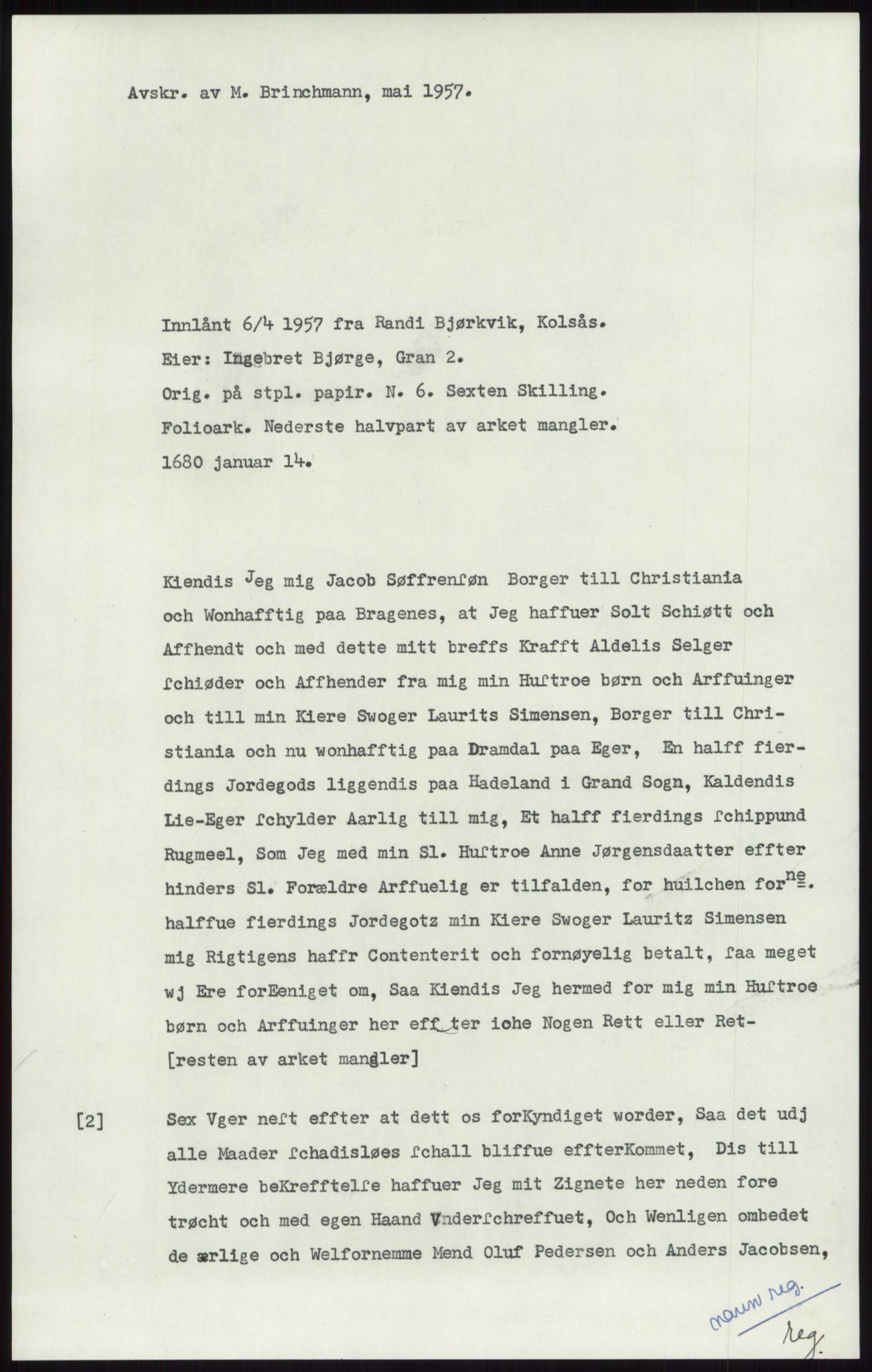 Samlinger til kildeutgivelse, Diplomavskriftsamlingen, AV/RA-EA-4053/H/Ha, p. 1913