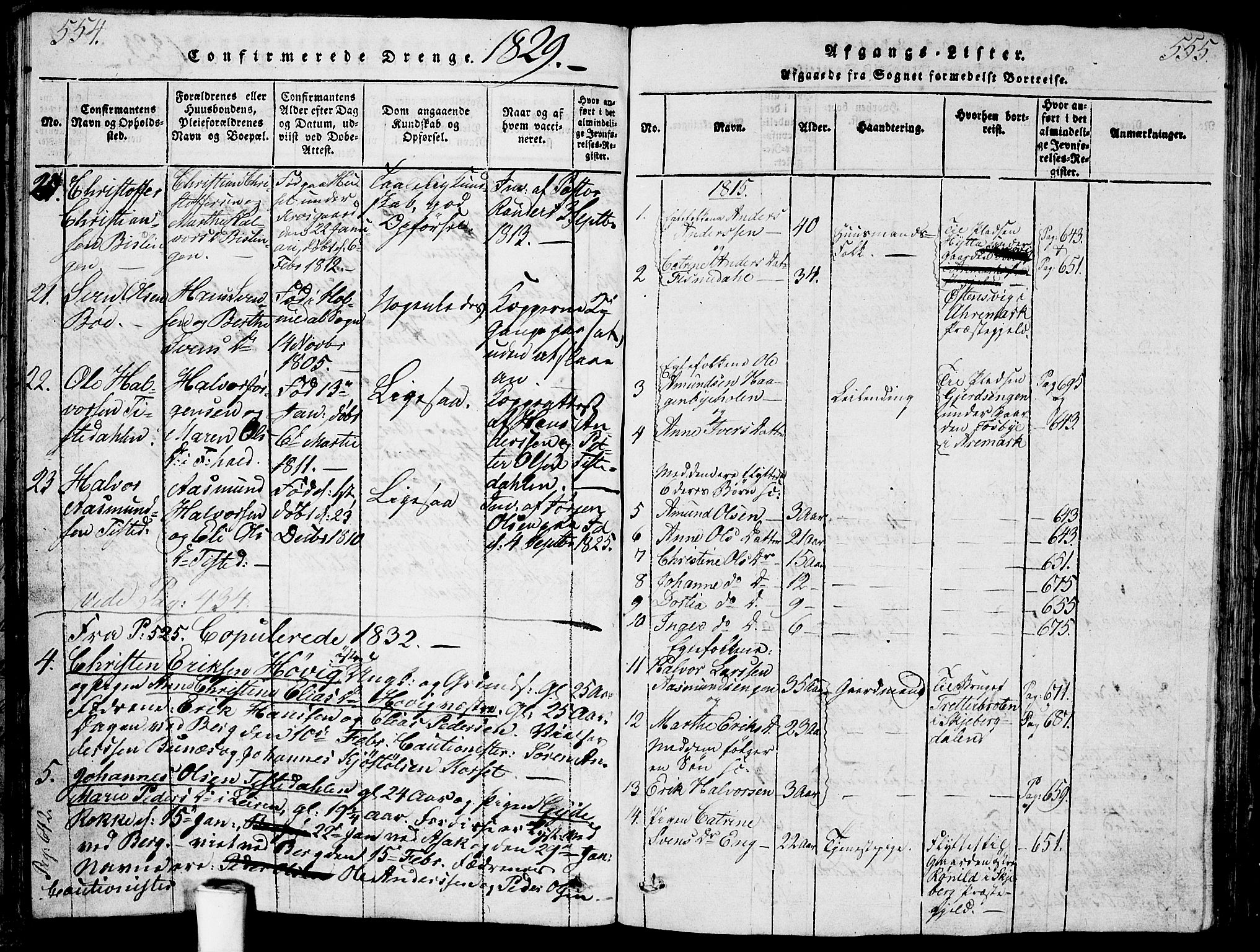 Berg prestekontor Kirkebøker, SAO/A-10902/G/Ga/L0001: Parish register (copy) no. I 1, 1815-1832, p. 554-555