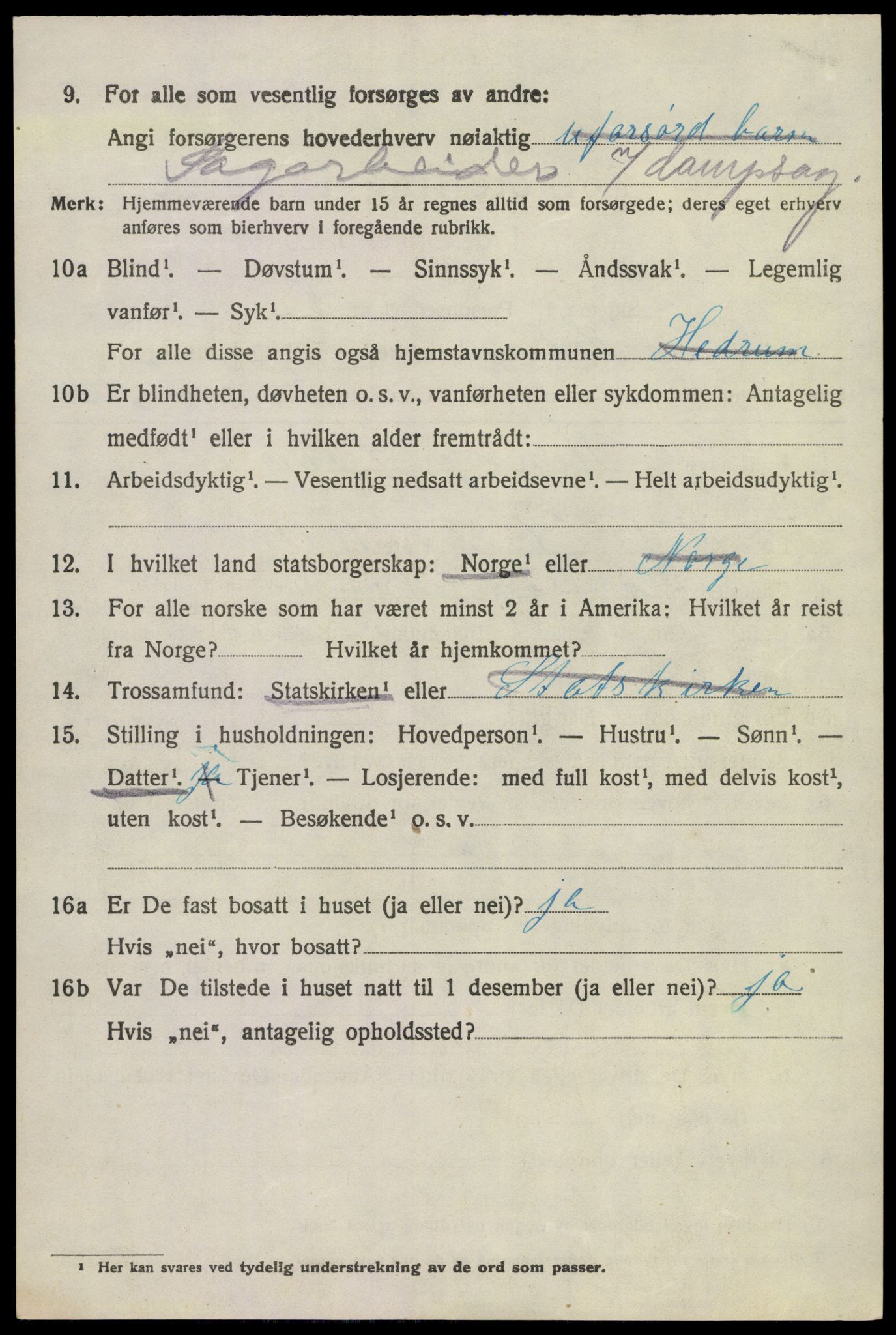 SAKO, 1920 census for Hedrum, 1920, p. 2310