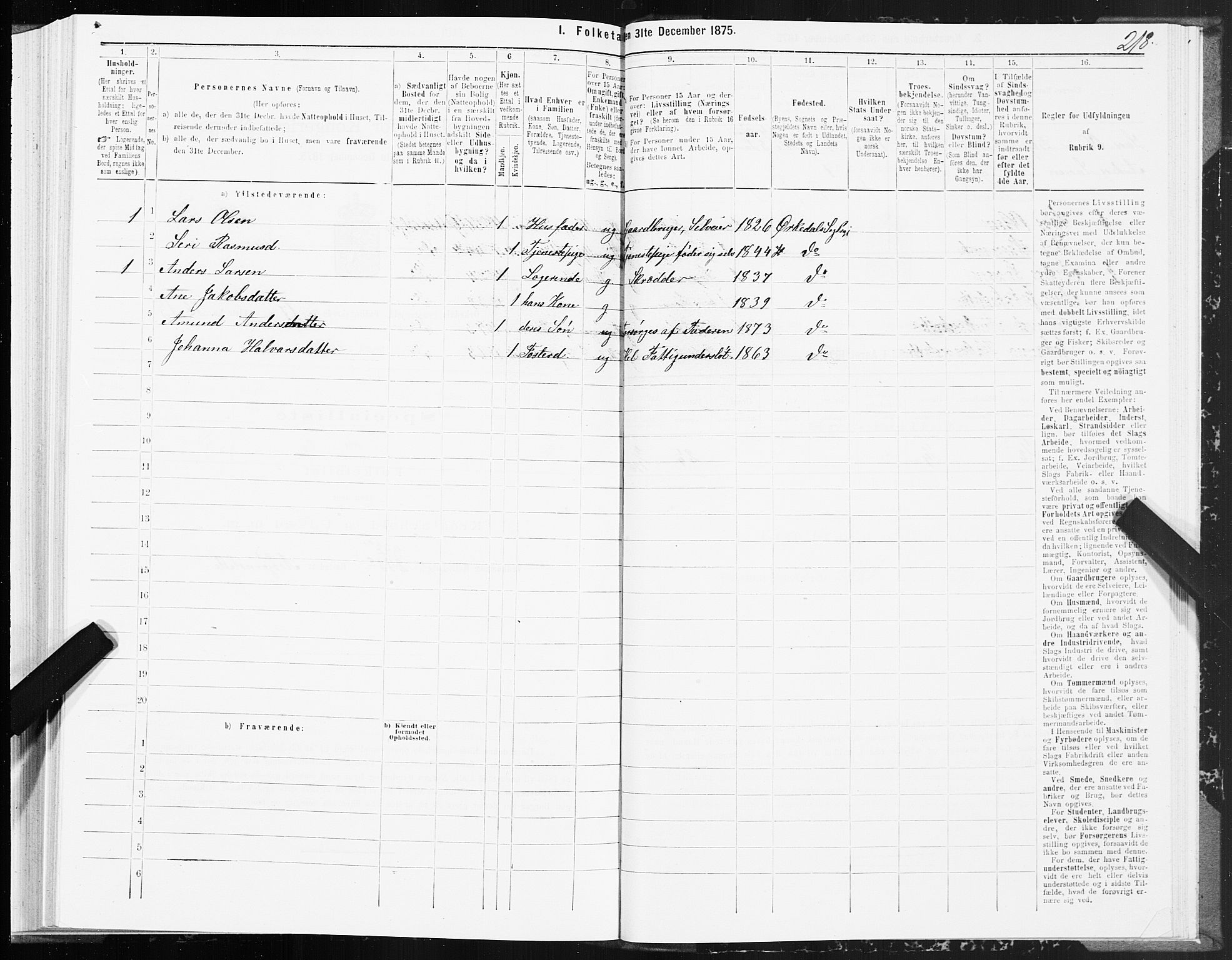 SAT, 1875 census for 1638P Orkdal, 1875, p. 8218