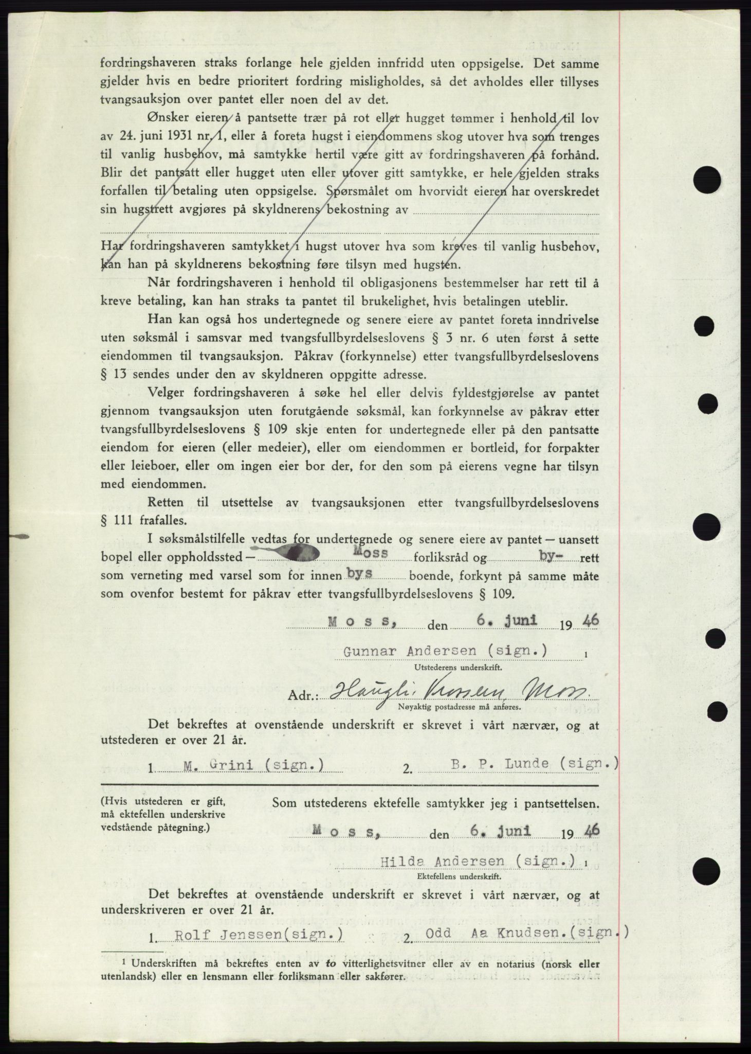 Moss sorenskriveri, SAO/A-10168: Mortgage book no. B15, 1946-1946, Diary no: : 1297/1946