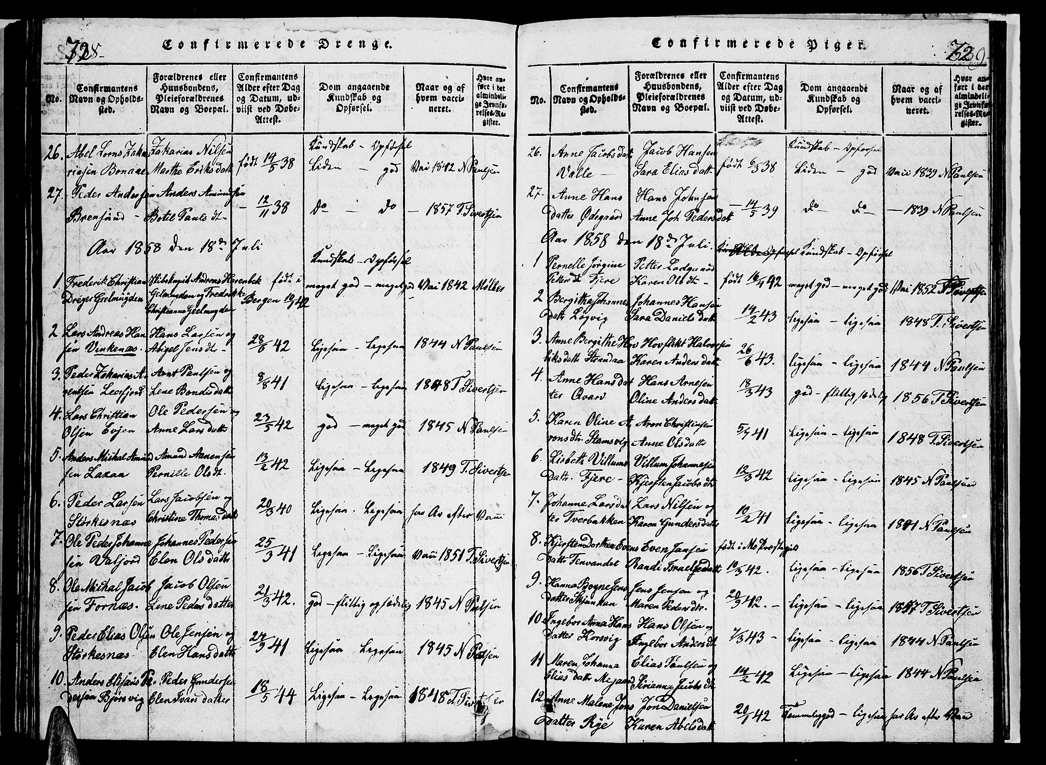 Ministerialprotokoller, klokkerbøker og fødselsregistre - Nordland, AV/SAT-A-1459/853/L0773: Parish register (copy) no. 853C01, 1821-1859, p. 728-729