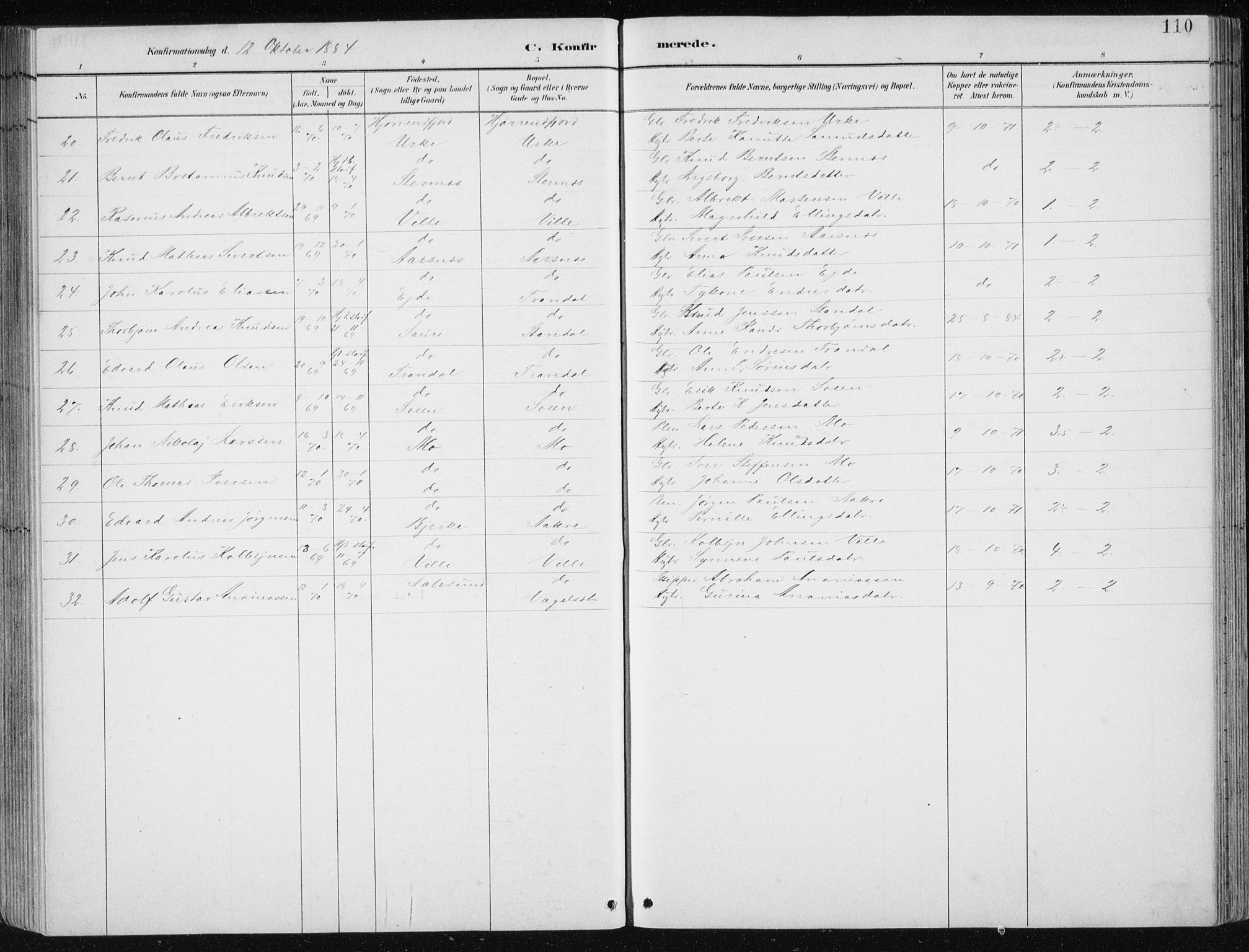 Ministerialprotokoller, klokkerbøker og fødselsregistre - Møre og Romsdal, AV/SAT-A-1454/515/L0215: Parish register (copy) no. 515C02, 1884-1906, p. 110