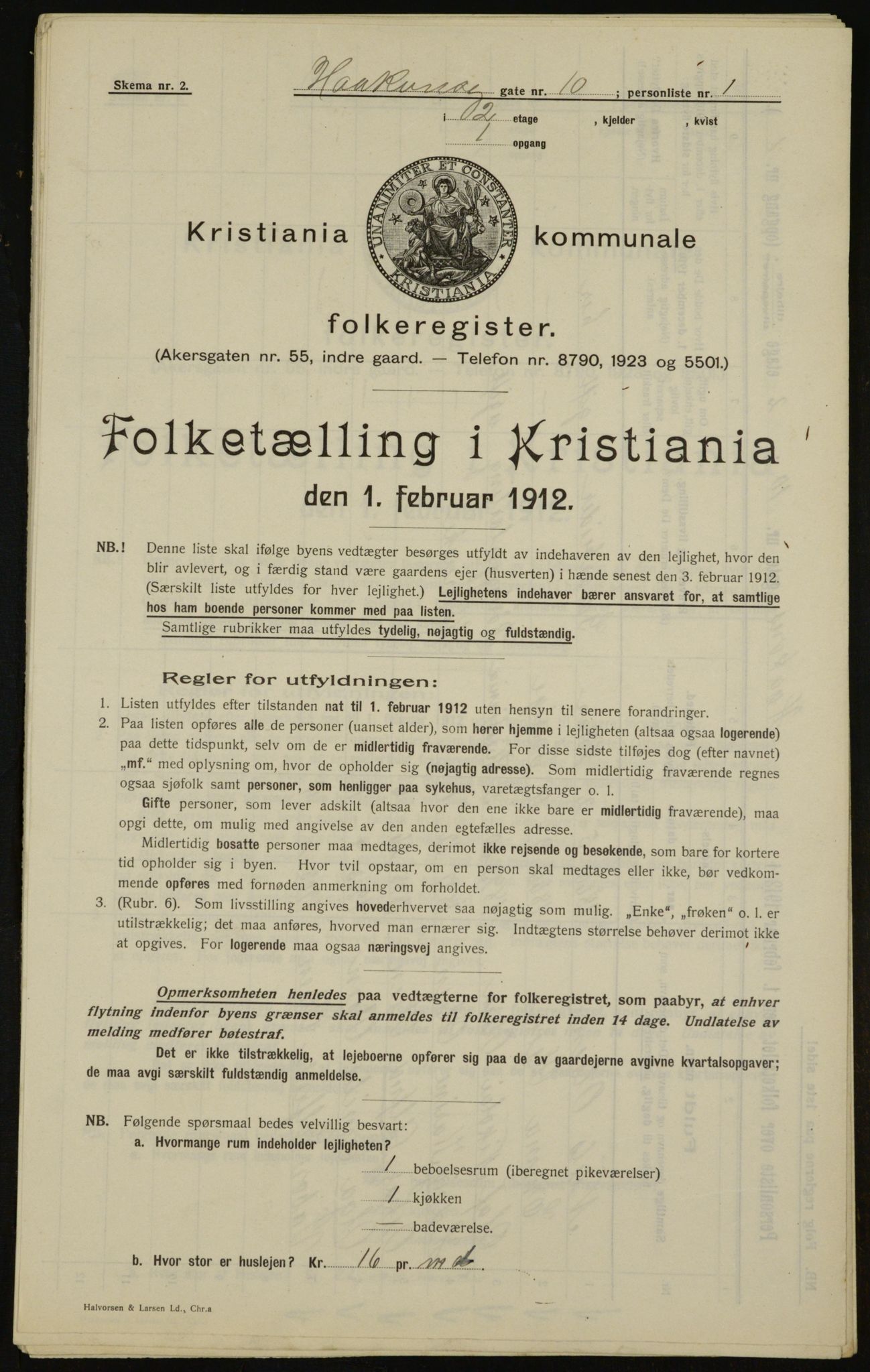 OBA, Municipal Census 1912 for Kristiania, 1912, p. 43112