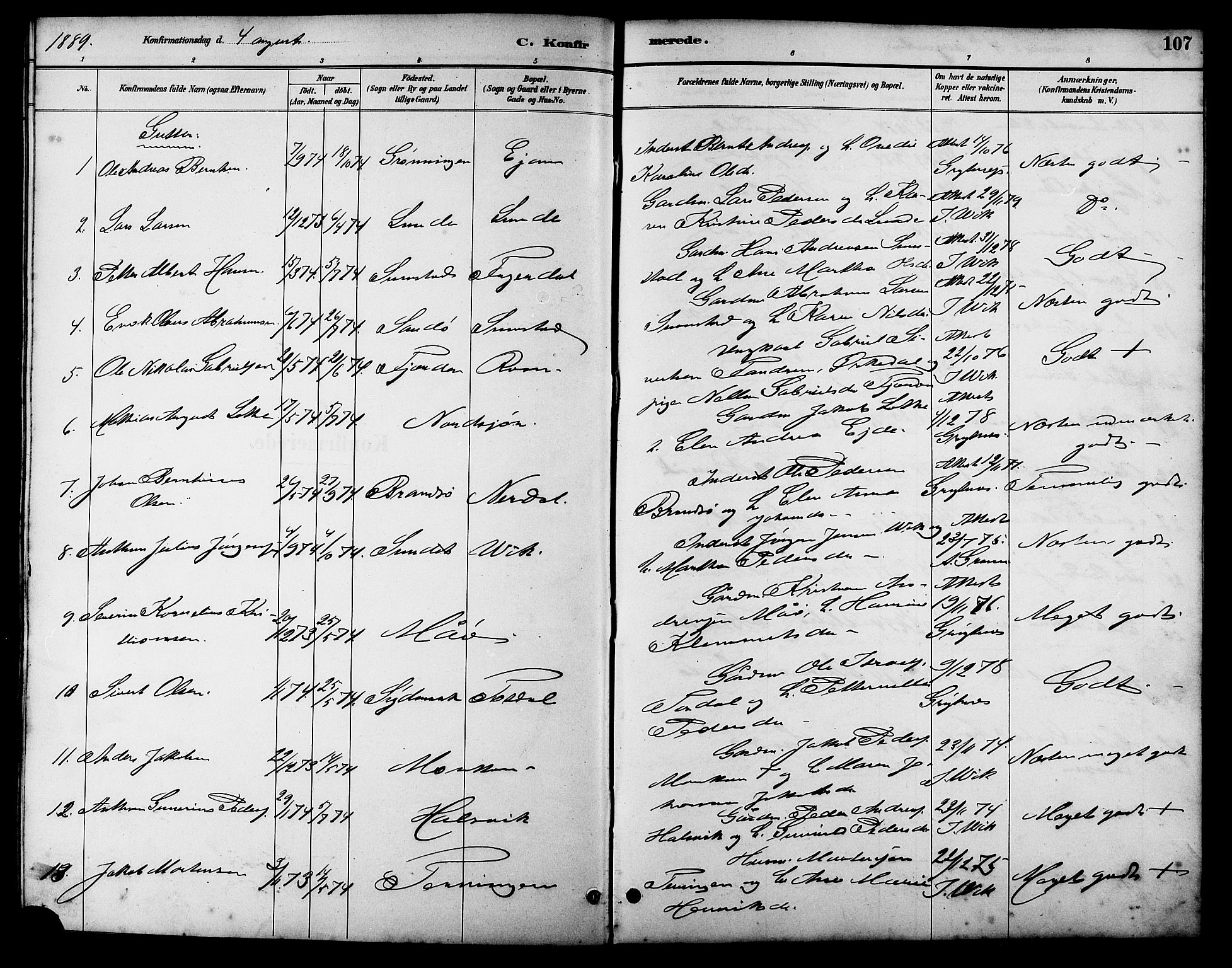 Ministerialprotokoller, klokkerbøker og fødselsregistre - Sør-Trøndelag, AV/SAT-A-1456/657/L0716: Parish register (copy) no. 657C03, 1889-1904, p. 107