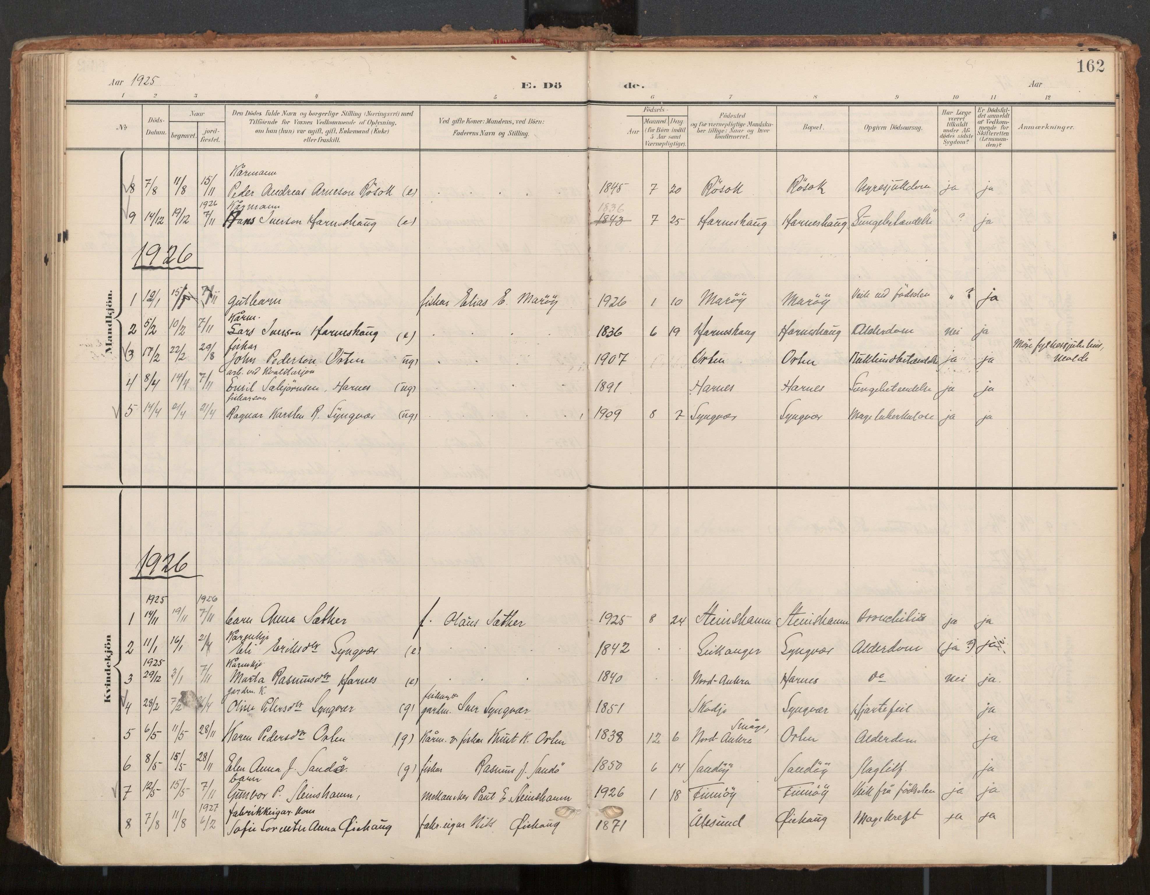 Ministerialprotokoller, klokkerbøker og fødselsregistre - Møre og Romsdal, AV/SAT-A-1454/561/L0730: Parish register (official) no. 561A04, 1901-1929, p. 162