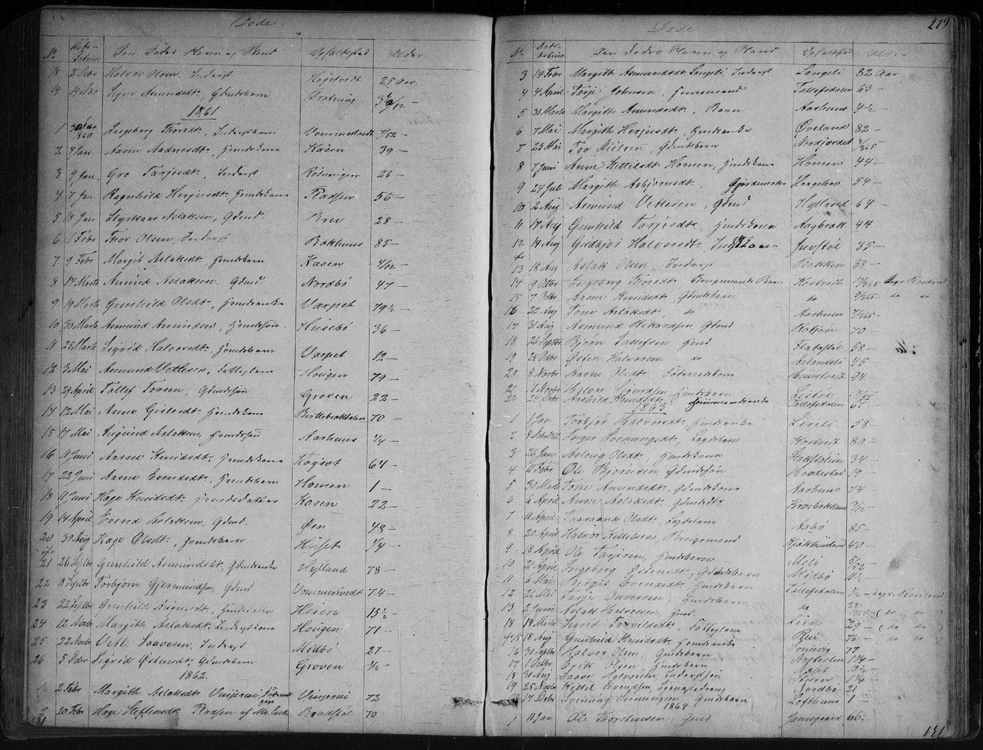 Vinje kirkebøker, SAKO/A-312/G/Ga/L0002: Parish register (copy) no. I 2, 1849-1893, p. 219