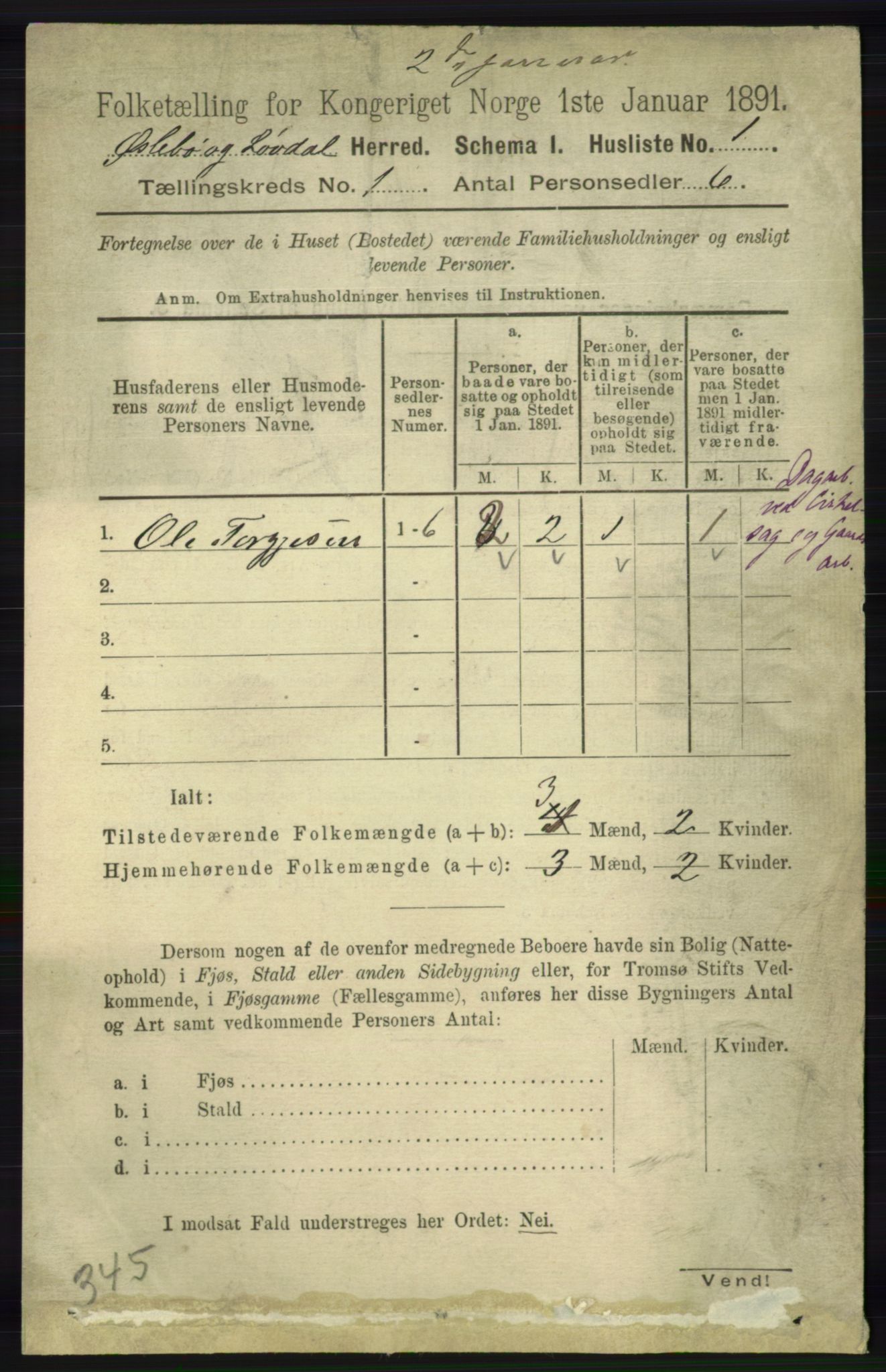 RA, 1891 census for 1021 Øyslebø og Laudal, 1891, p. 24