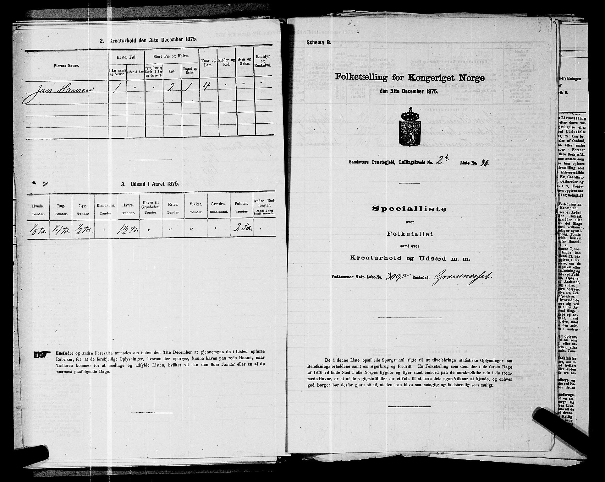 SAKO, 1875 census for 0629P Sandsvær, 1875, p. 530