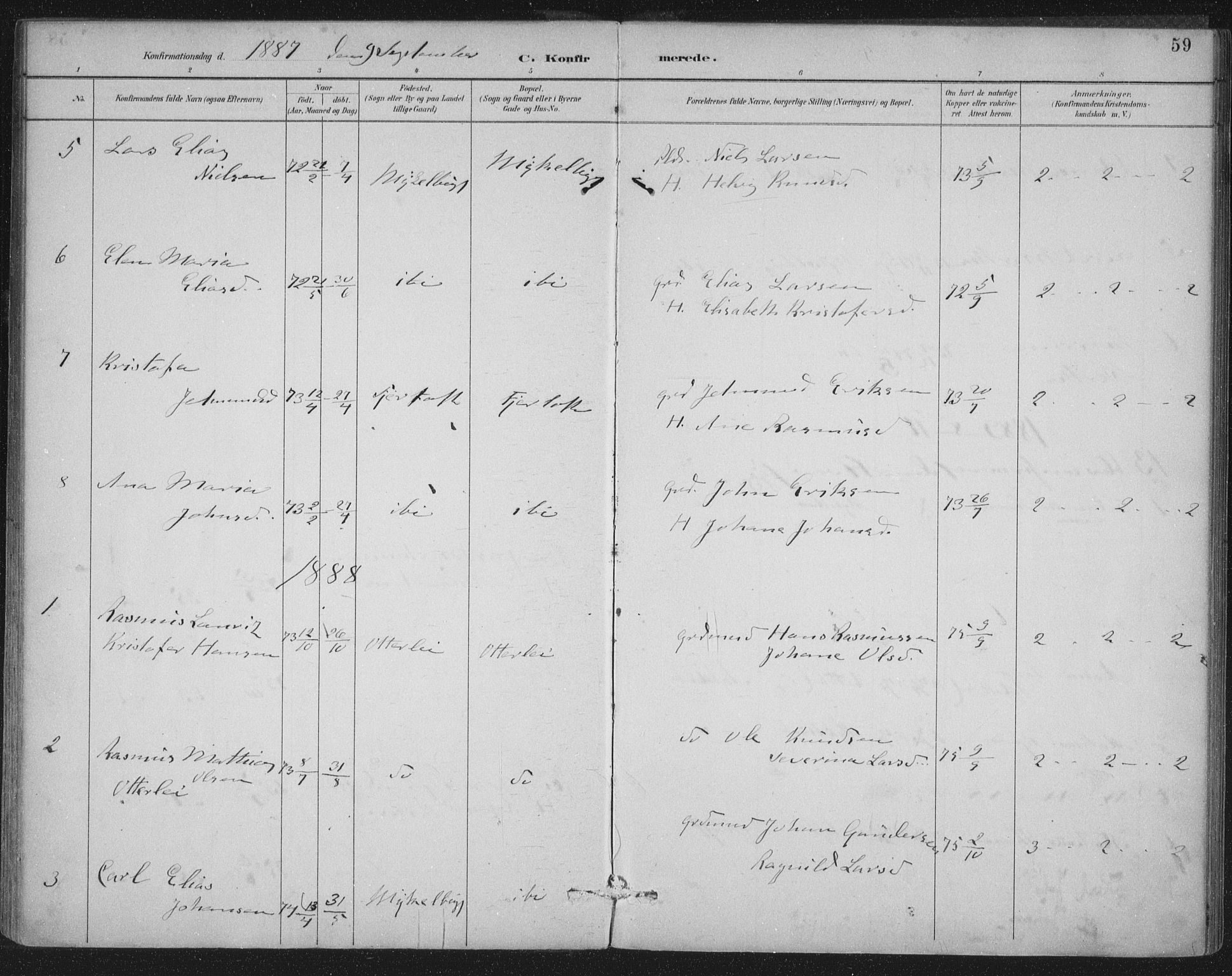 Ministerialprotokoller, klokkerbøker og fødselsregistre - Møre og Romsdal, AV/SAT-A-1454/538/L0522: Parish register (official) no. 538A01, 1884-1913, p. 59