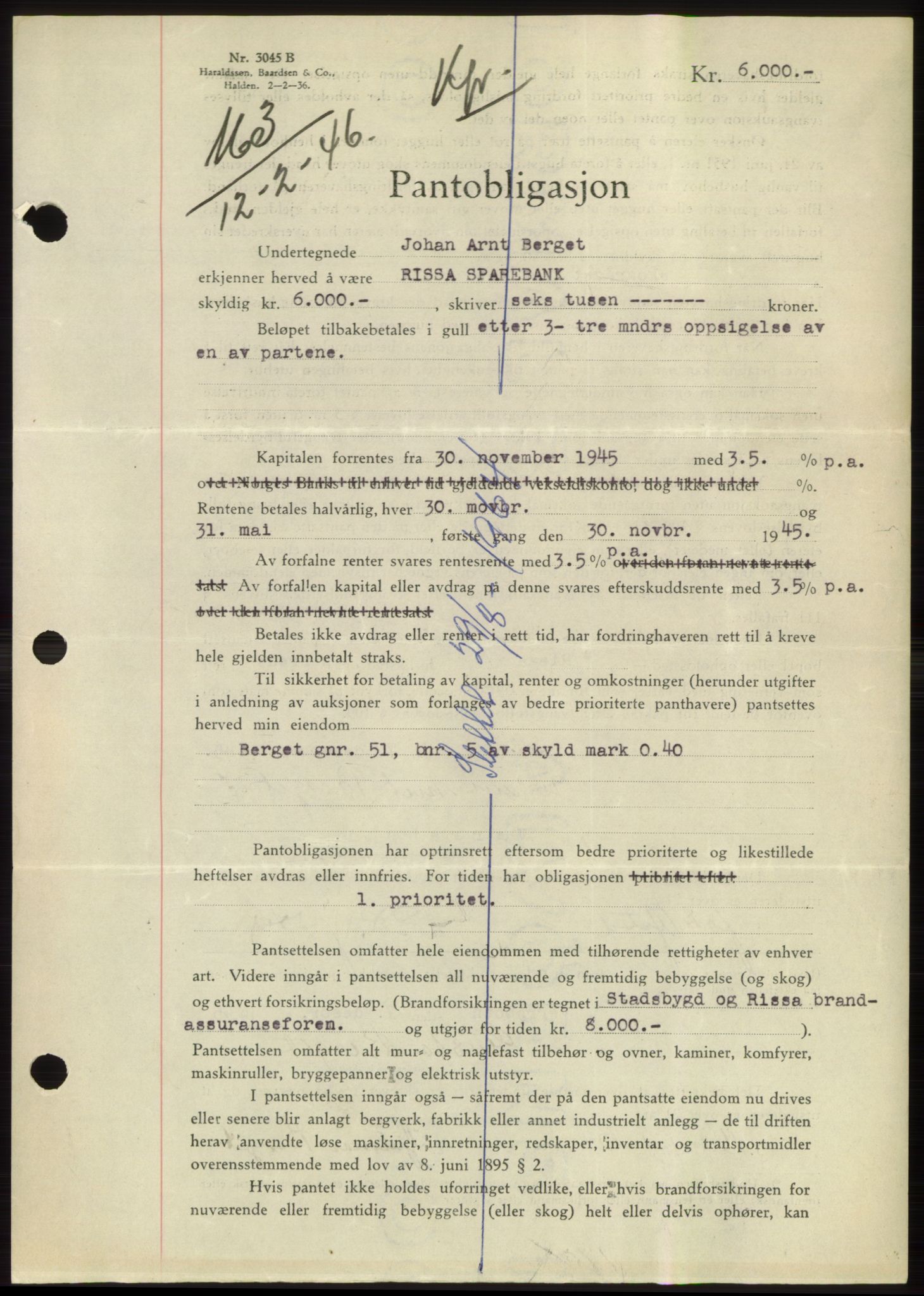 Fosen sorenskriveri, AV/SAT-A-1107/1/2/2C: Mortgage book no. B, 1946-1948, Diary no: : 163/1946