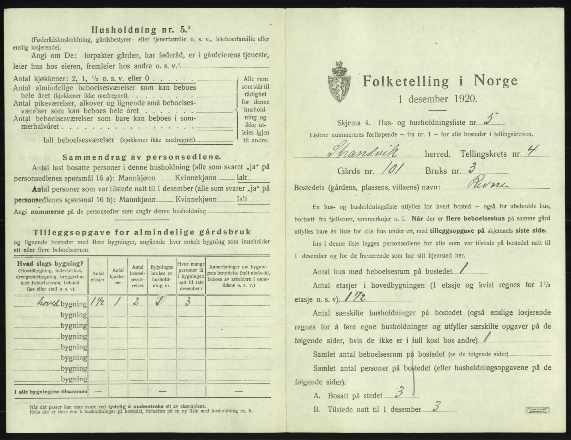 SAB, 1920 census for Strandvik, 1920, p. 453