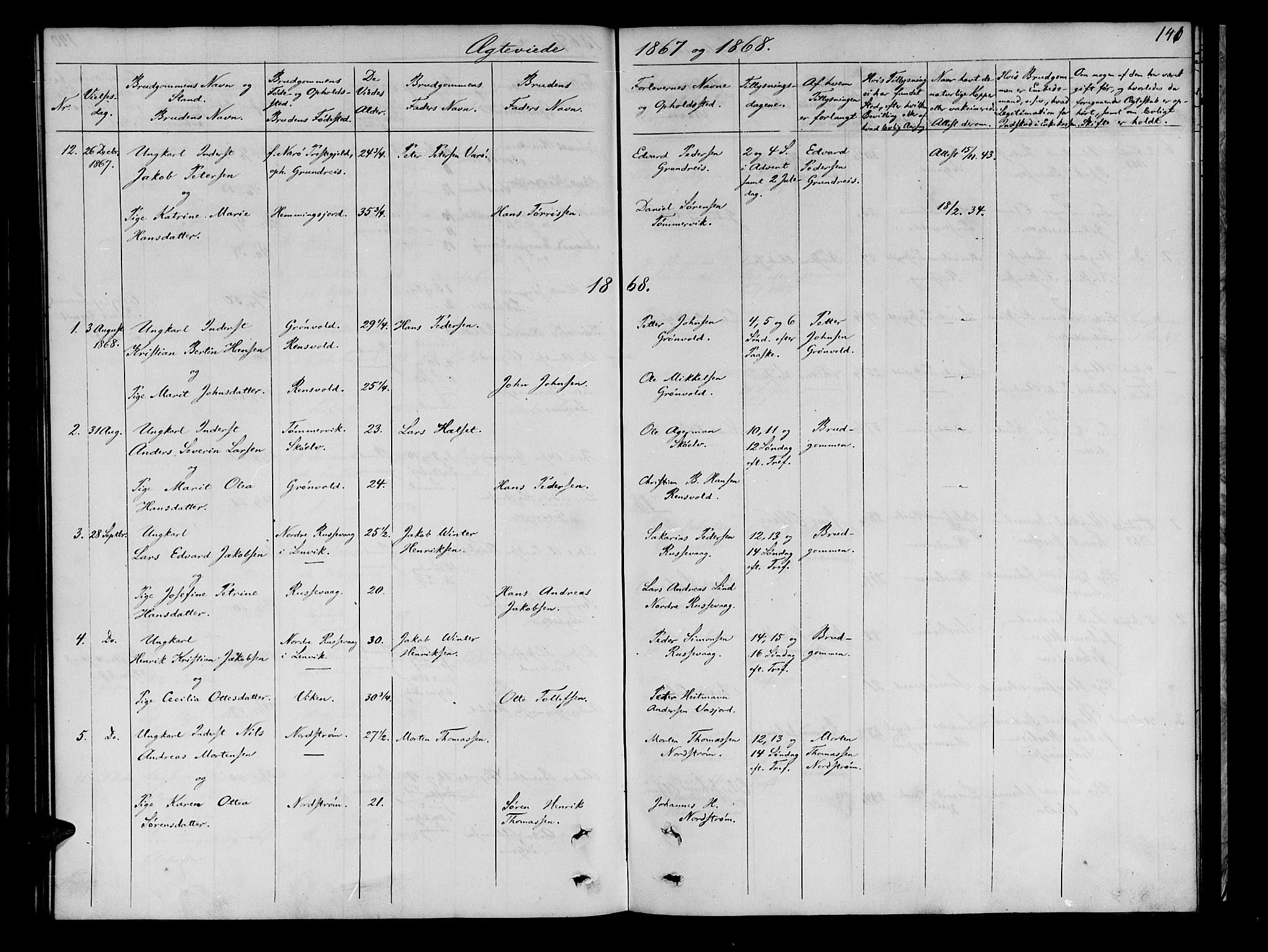 Tranøy sokneprestkontor, SATØ/S-1313/I/Ia/Iab/L0021klokker: Parish register (copy) no. 21, 1861-1886, p. 141