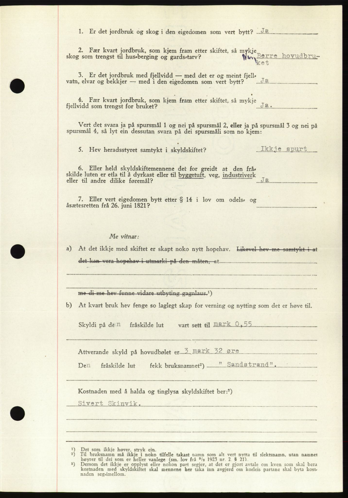 Søre Sunnmøre sorenskriveri, AV/SAT-A-4122/1/2/2C/L0081: Mortgage book no. 7A, 1947-1948, Diary no: : 1703/1947