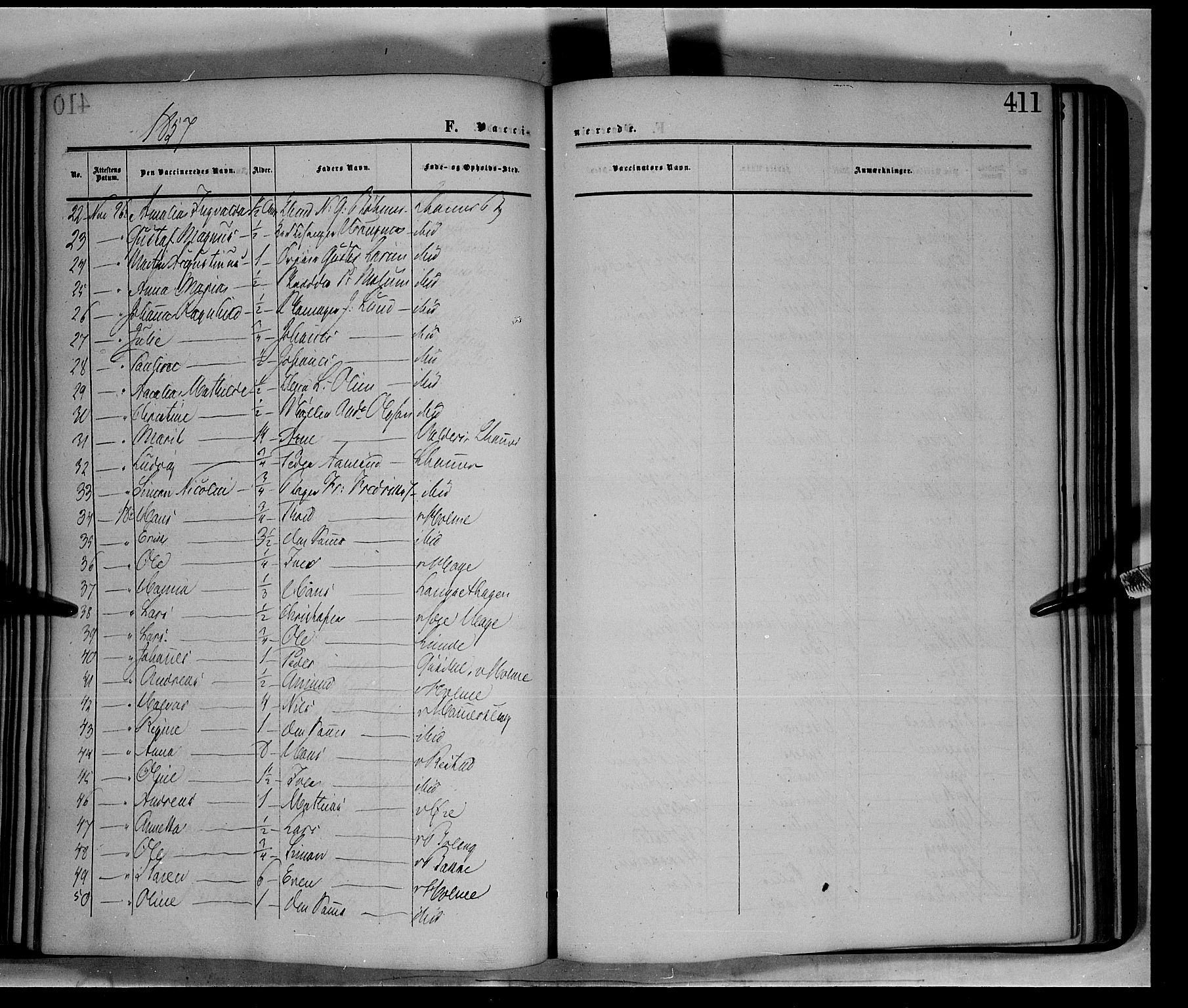 Fåberg prestekontor, SAH/PREST-086/H/Ha/Haa/L0006: Parish register (official) no. 6B, 1855-1867, p. 411