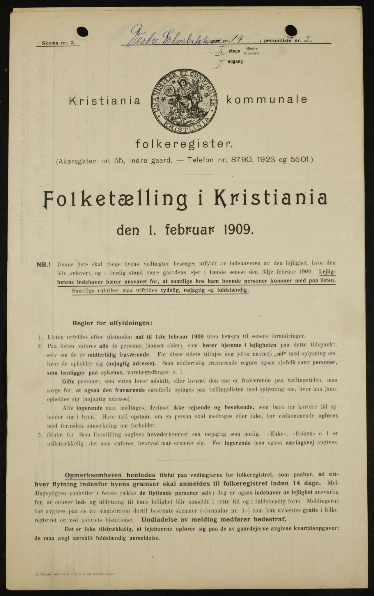 OBA, Municipal Census 1909 for Kristiania, 1909, p. 111173