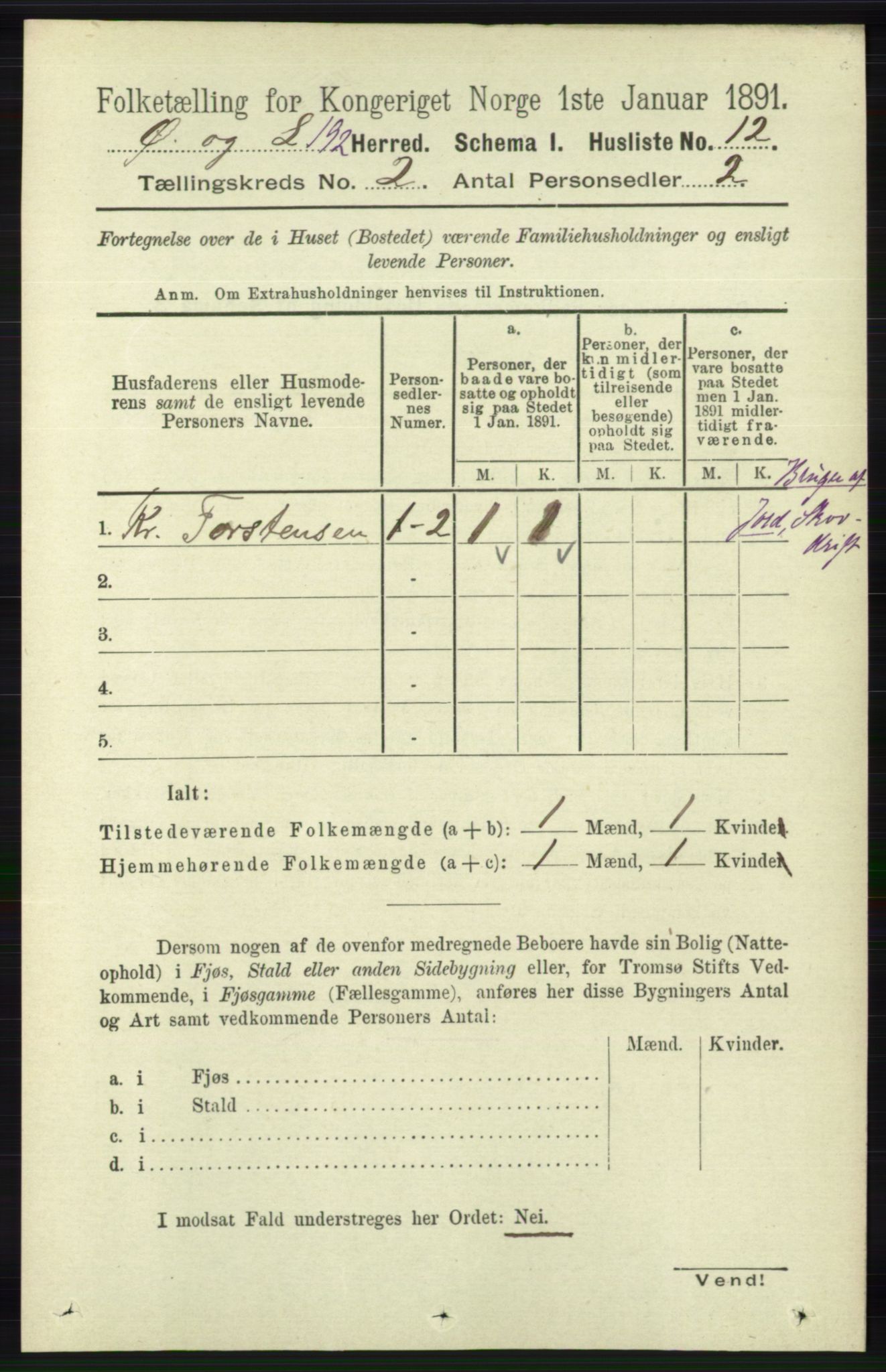 RA, 1891 census for 1021 Øyslebø og Laudal, 1891, p. 442