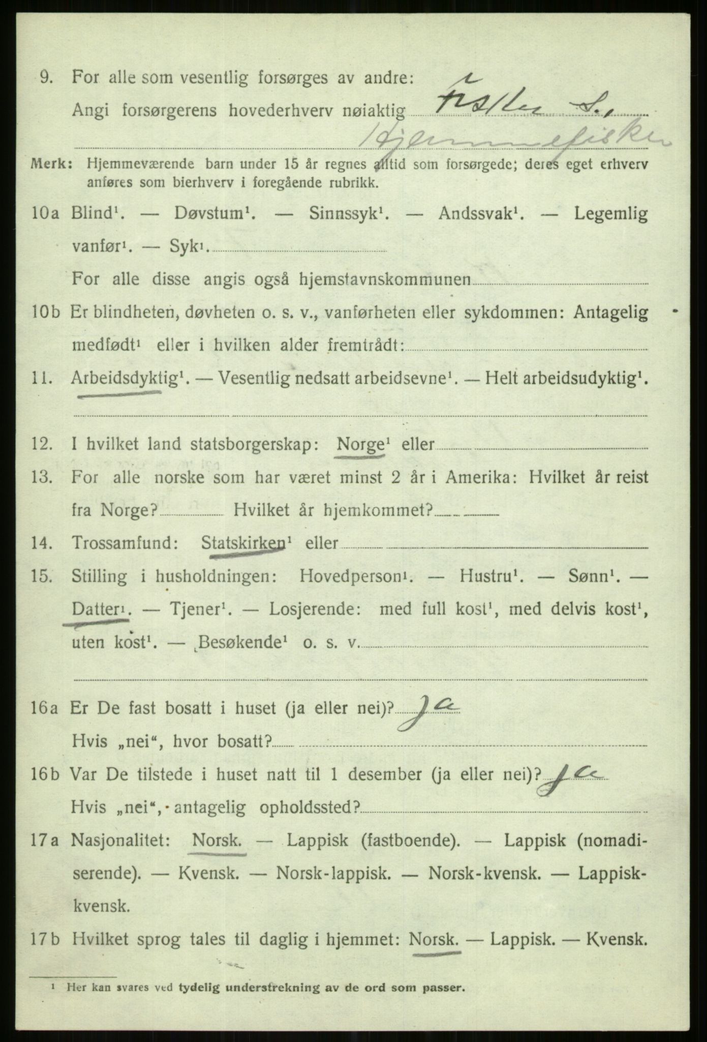 SATØ, 1920 census for Karlsøy, 1920, p. 2052