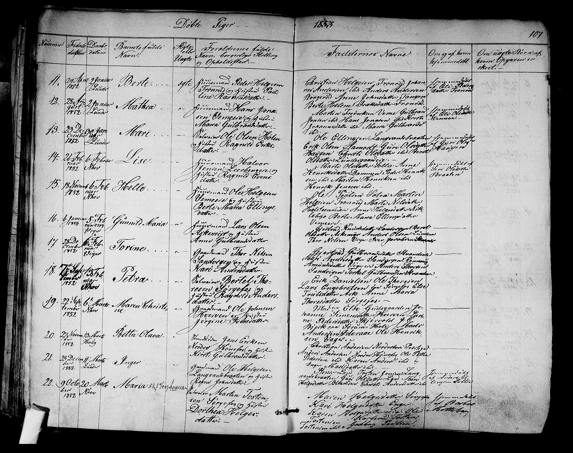 Norderhov kirkebøker, AV/SAKO-A-237/F/Fa/L0011: Parish register (official) no. 11, 1847-1856, p. 107