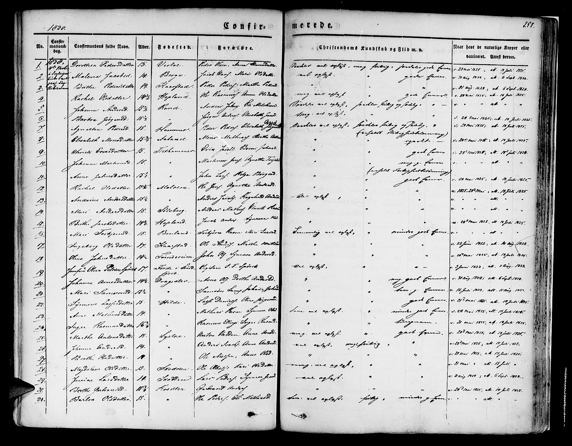 Innvik sokneprestembete, SAB/A-80501: Parish register (official) no. A 4I, 1831-1846, p. 257