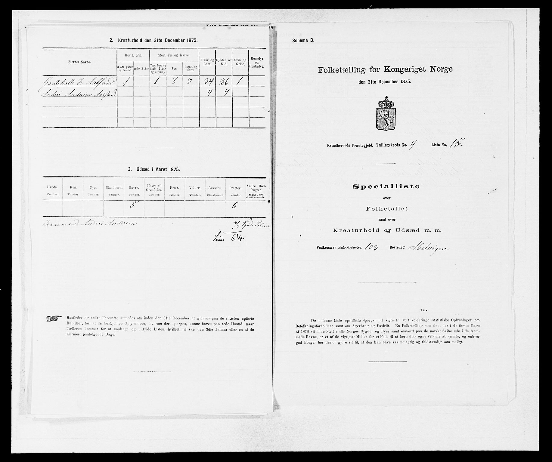 SAB, 1875 census for 1224P Kvinnherad, 1875, p. 401