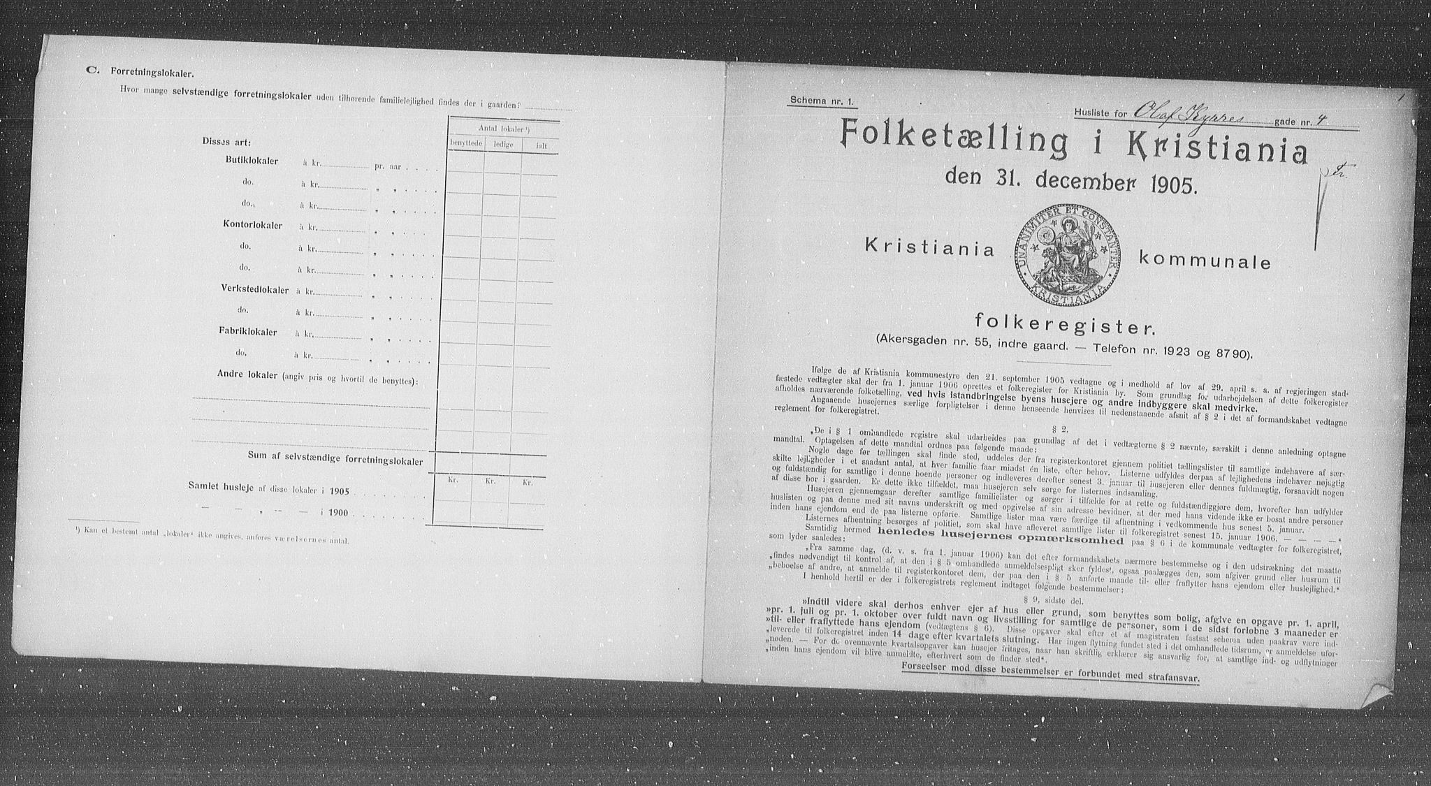 OBA, Municipal Census 1905 for Kristiania, 1905, p. 39478