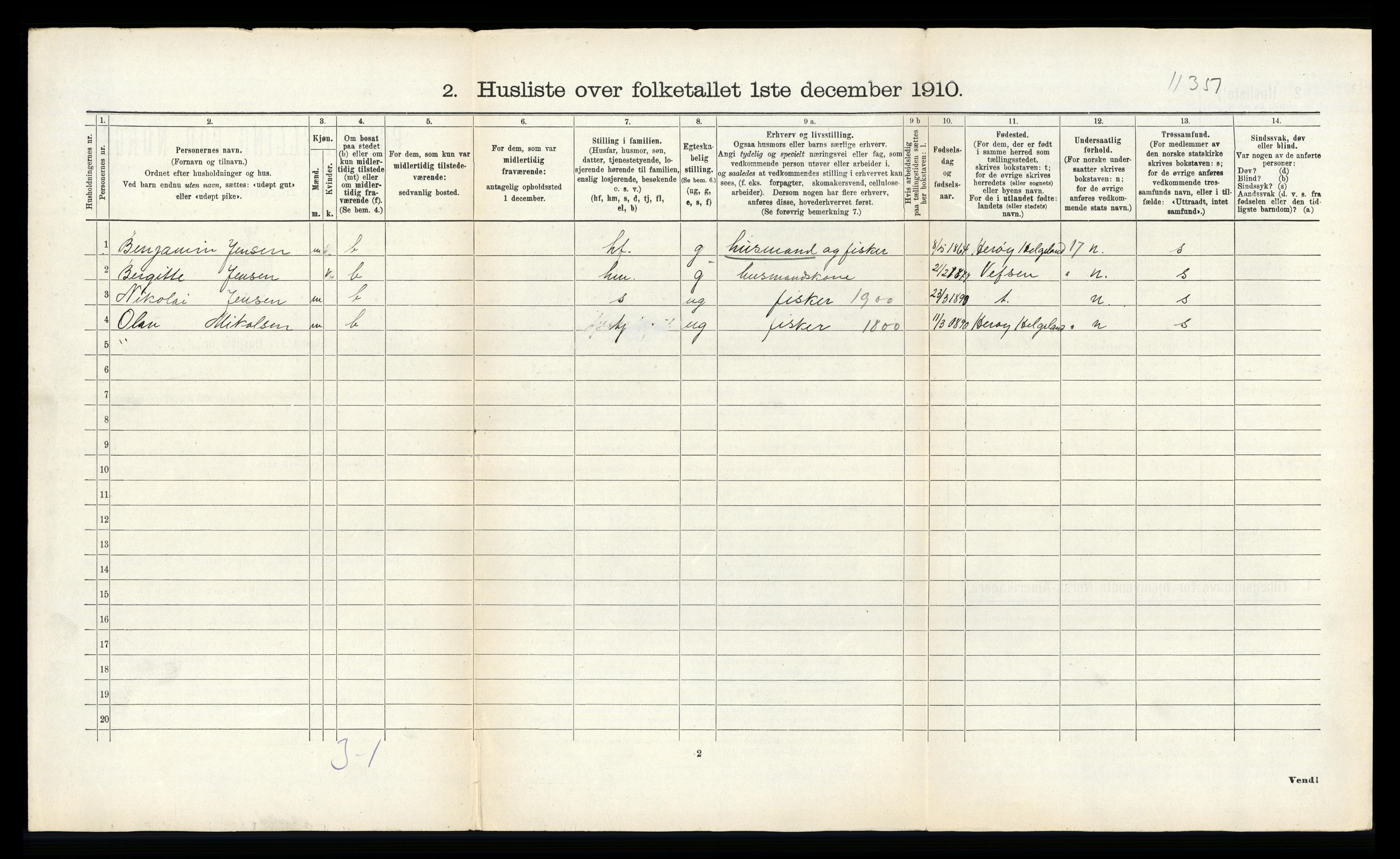 RA, 1910 census for Dønnes, 1910, p. 203