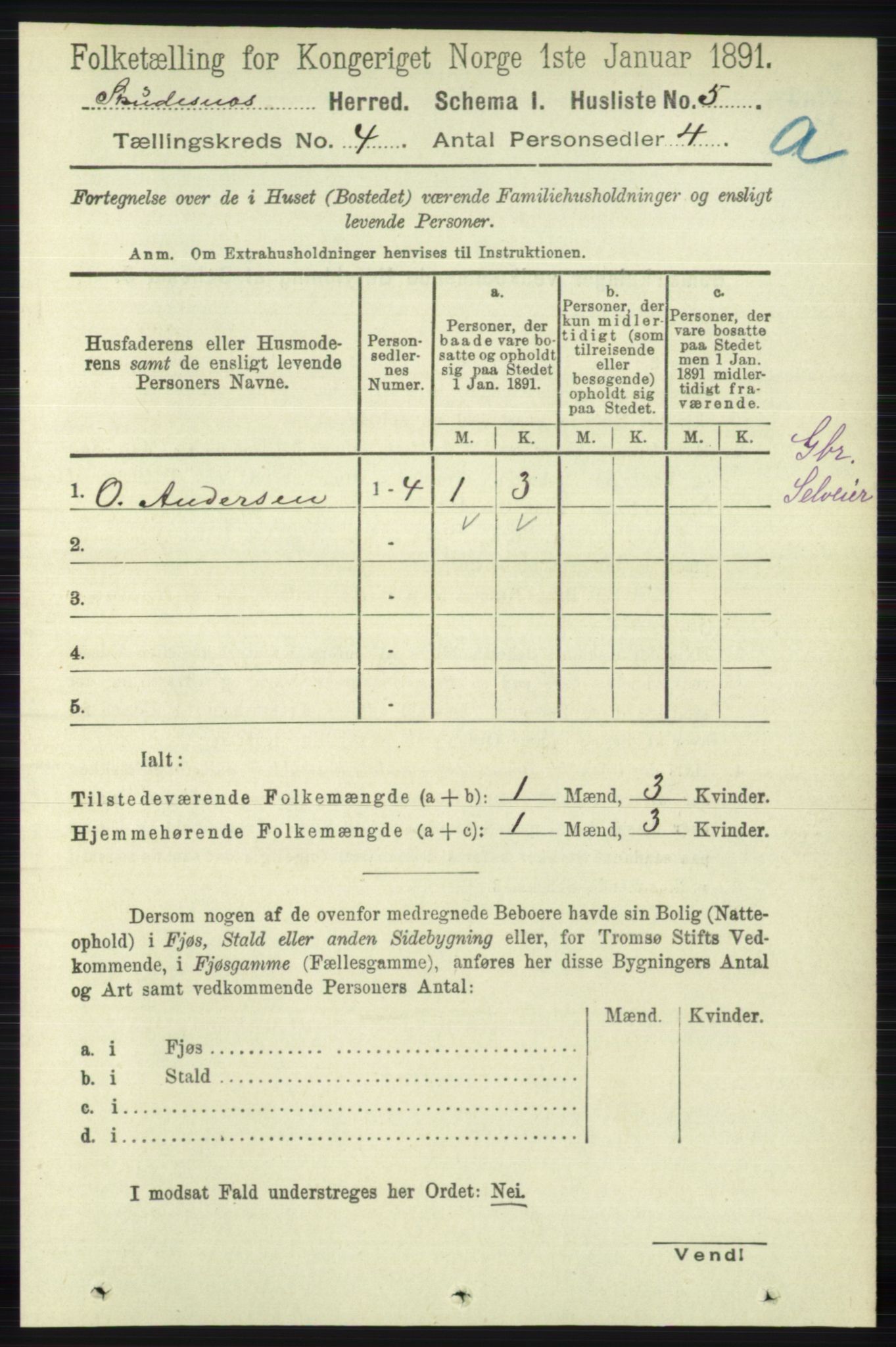 RA, 1891 census for 1150 Skudenes, 1891, p. 1777