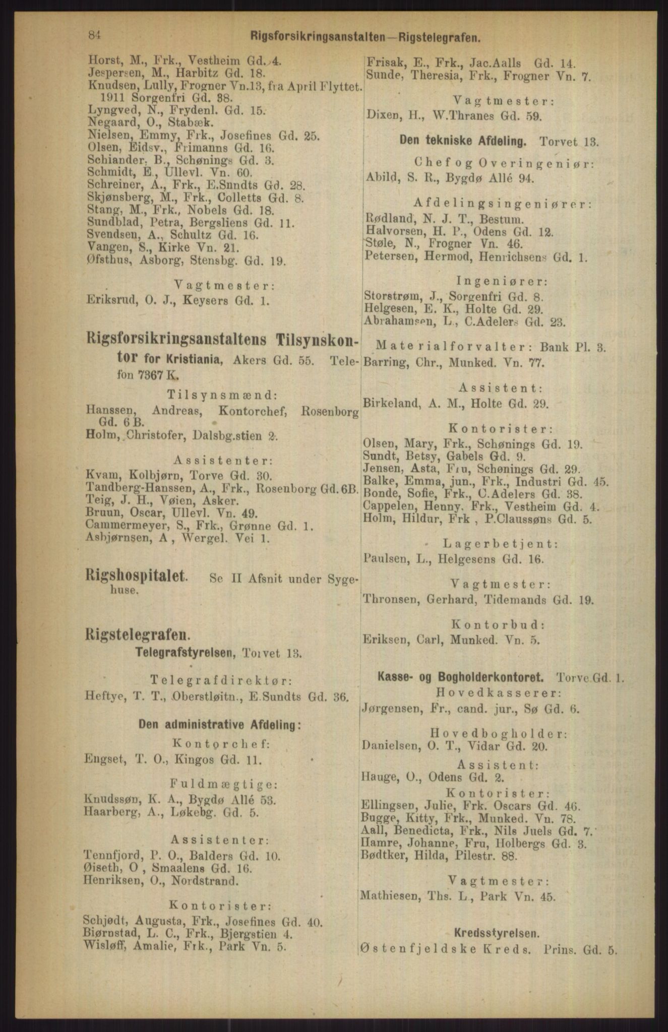 Kristiania/Oslo adressebok, PUBL/-, 1911, p. 84