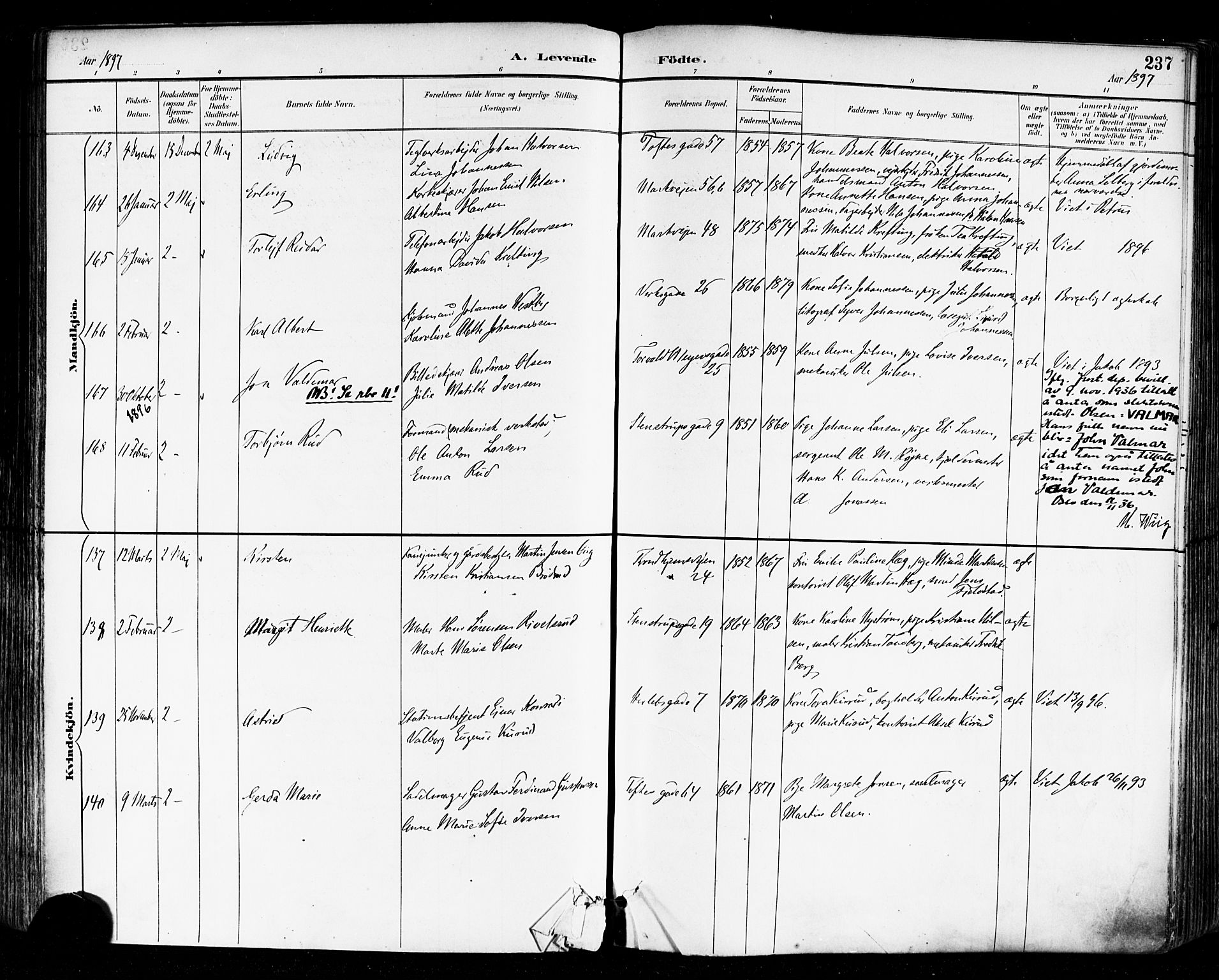 Paulus prestekontor Kirkebøker, SAO/A-10871/F/Fa/L0014: Parish register (official) no. 14, 1894-1902, p. 237