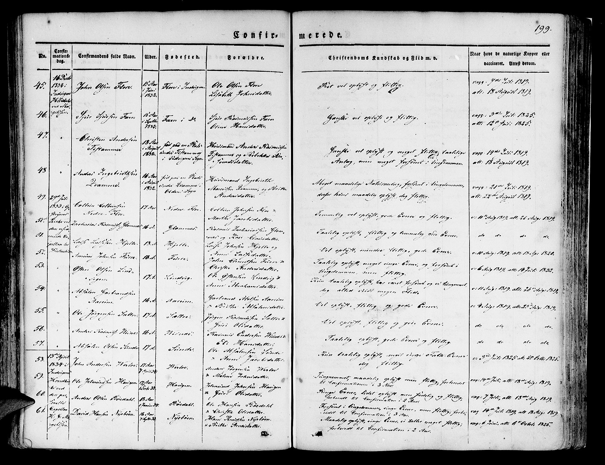 Innvik sokneprestembete, SAB/A-80501: Parish register (official) no. A 4I, 1831-1846, p. 199