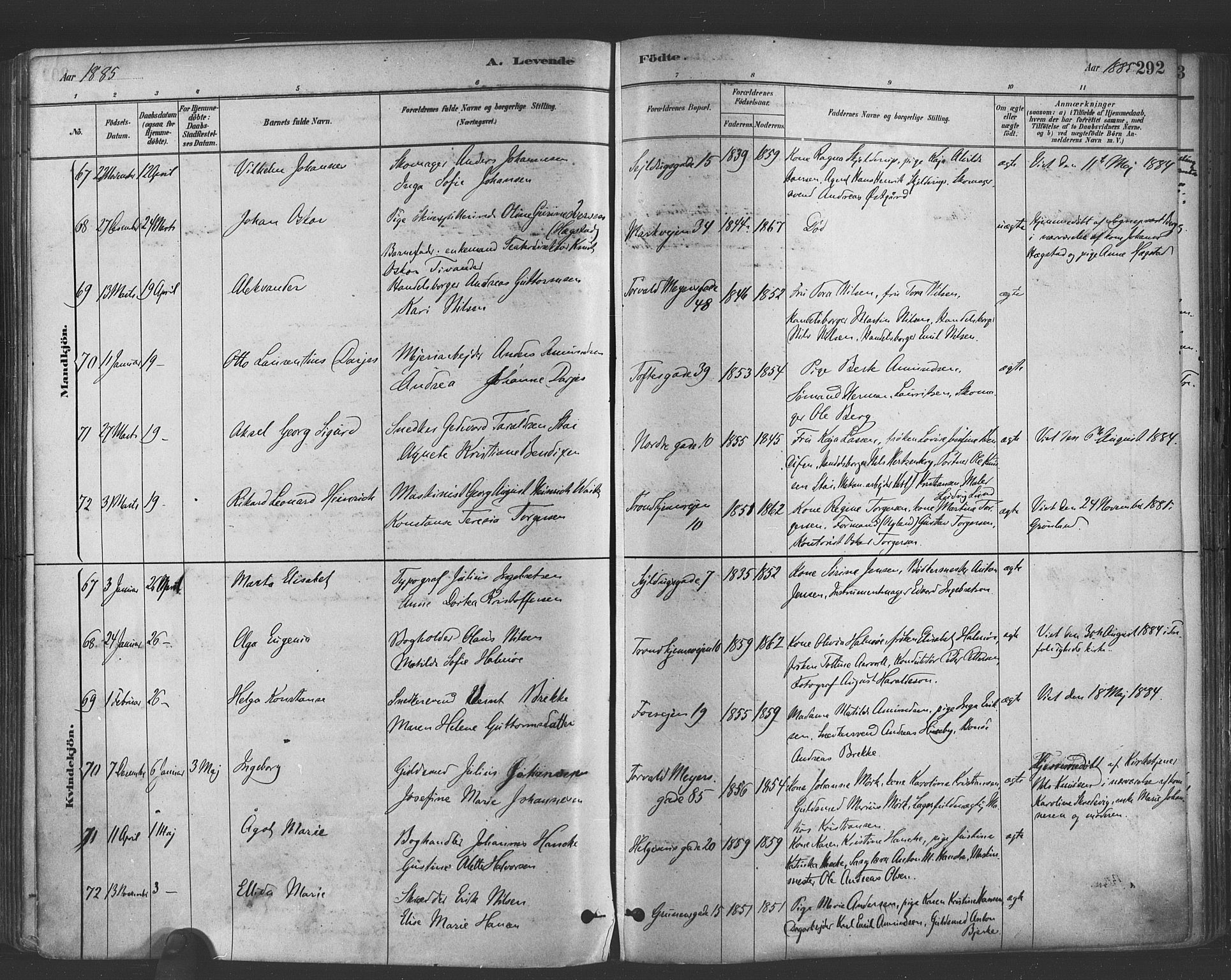 Paulus prestekontor Kirkebøker, AV/SAO-A-10871/F/Fa/L0003: Parish register (official) no. 3, 1879-1887, p. 292