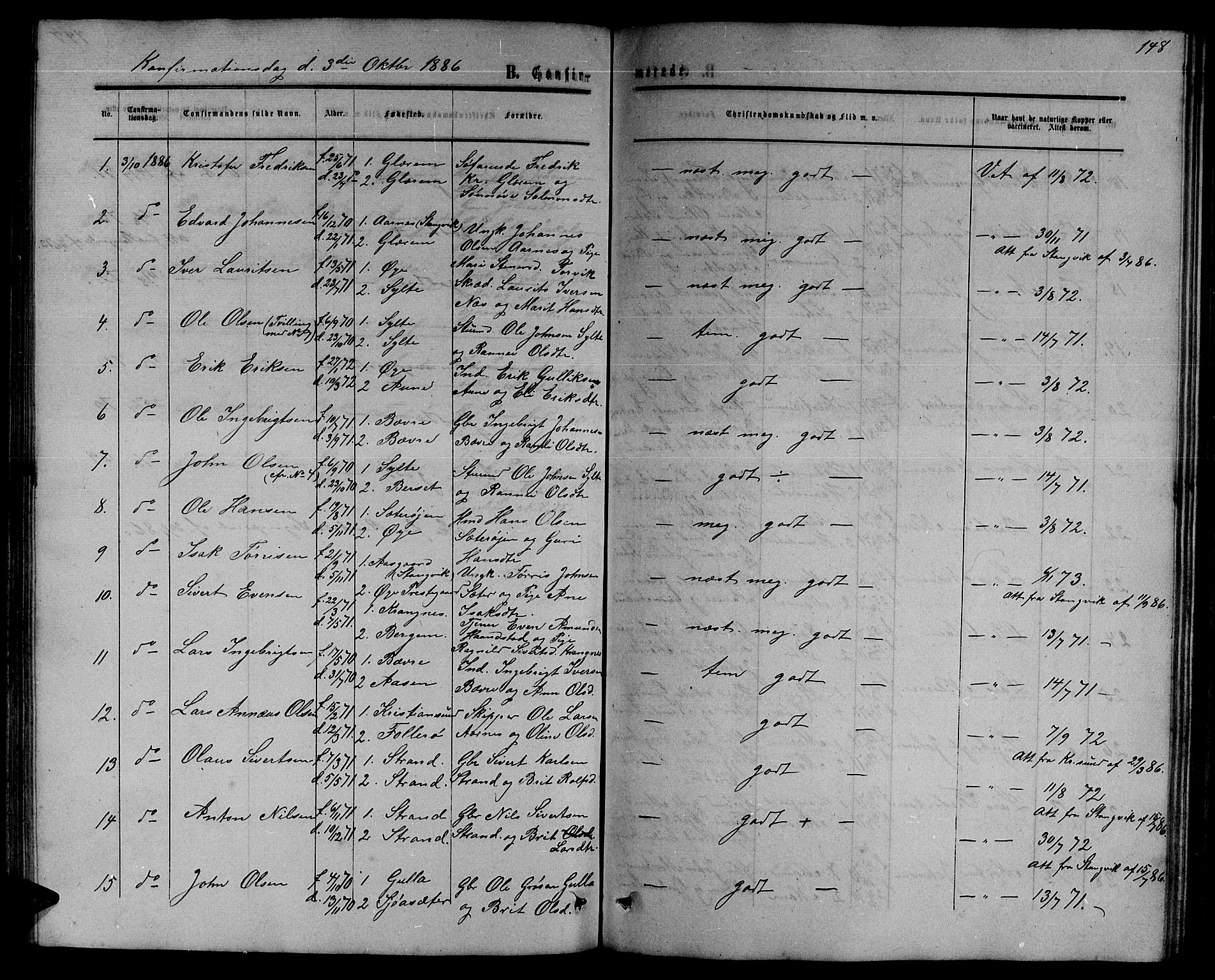 Ministerialprotokoller, klokkerbøker og fødselsregistre - Møre og Romsdal, SAT/A-1454/595/L1051: Parish register (copy) no. 595C03, 1866-1891, p. 148