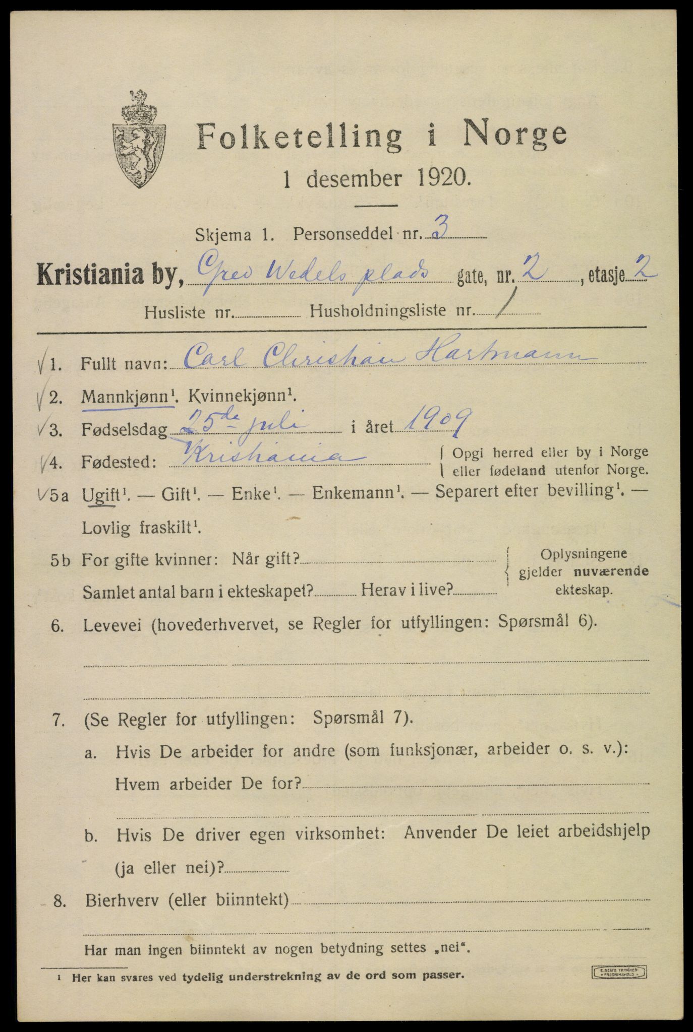 SAO, 1920 census for Kristiania, 1920, p. 251411