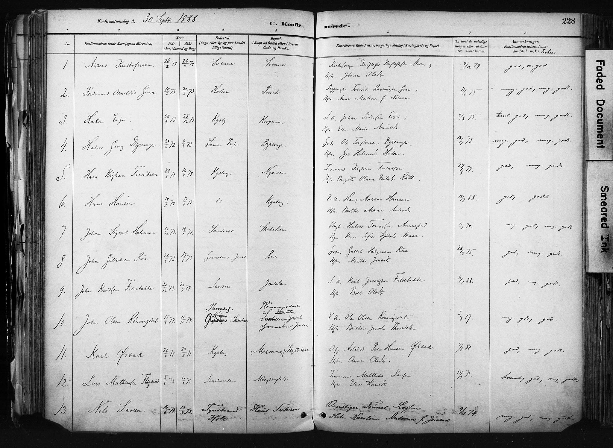 Kongsberg kirkebøker, AV/SAKO-A-22/F/Fb/L0002: Parish register (official) no. II 2, 1886-1896, p. 228