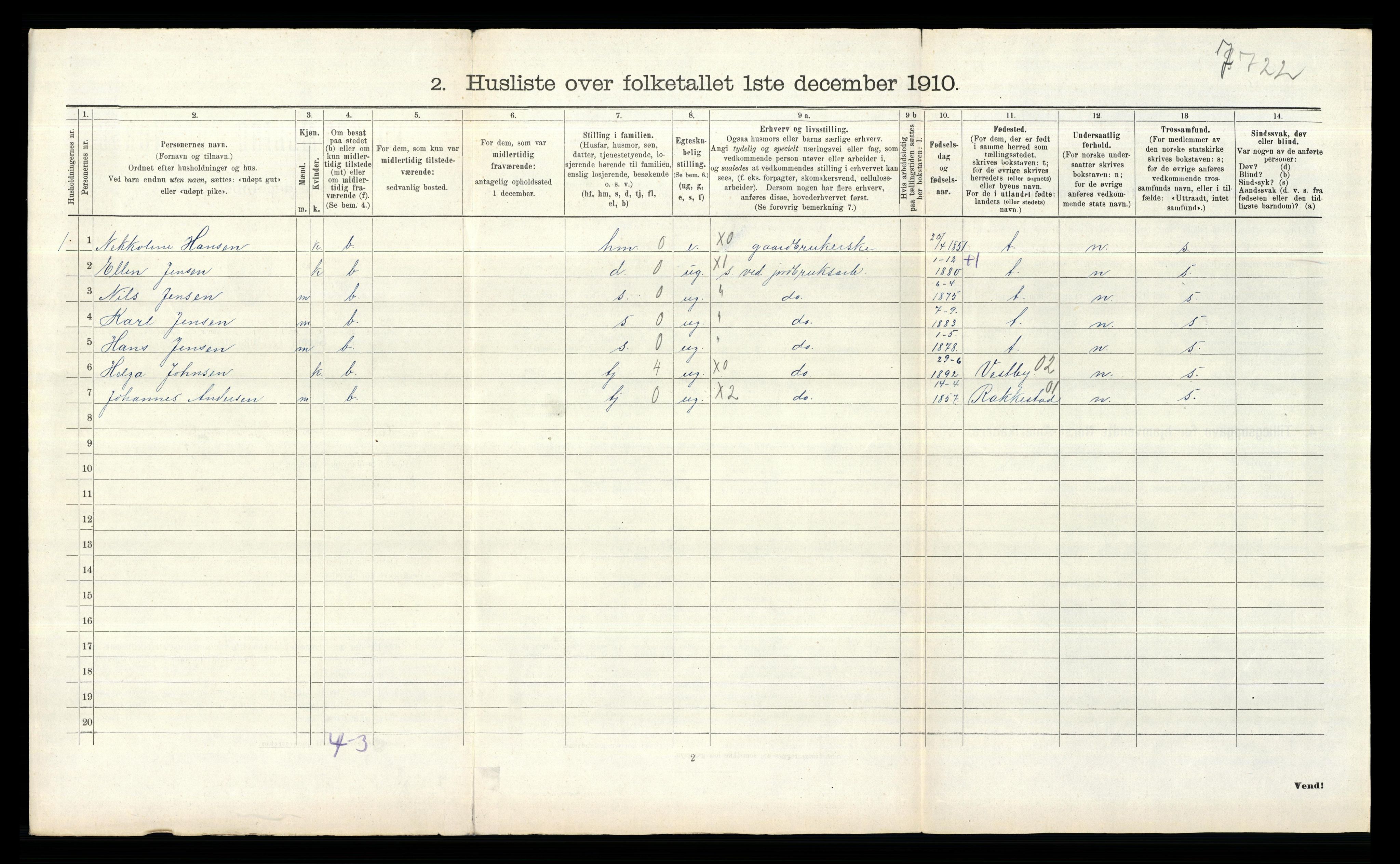 RA, 1910 census for Onsøy, 1910, p. 270