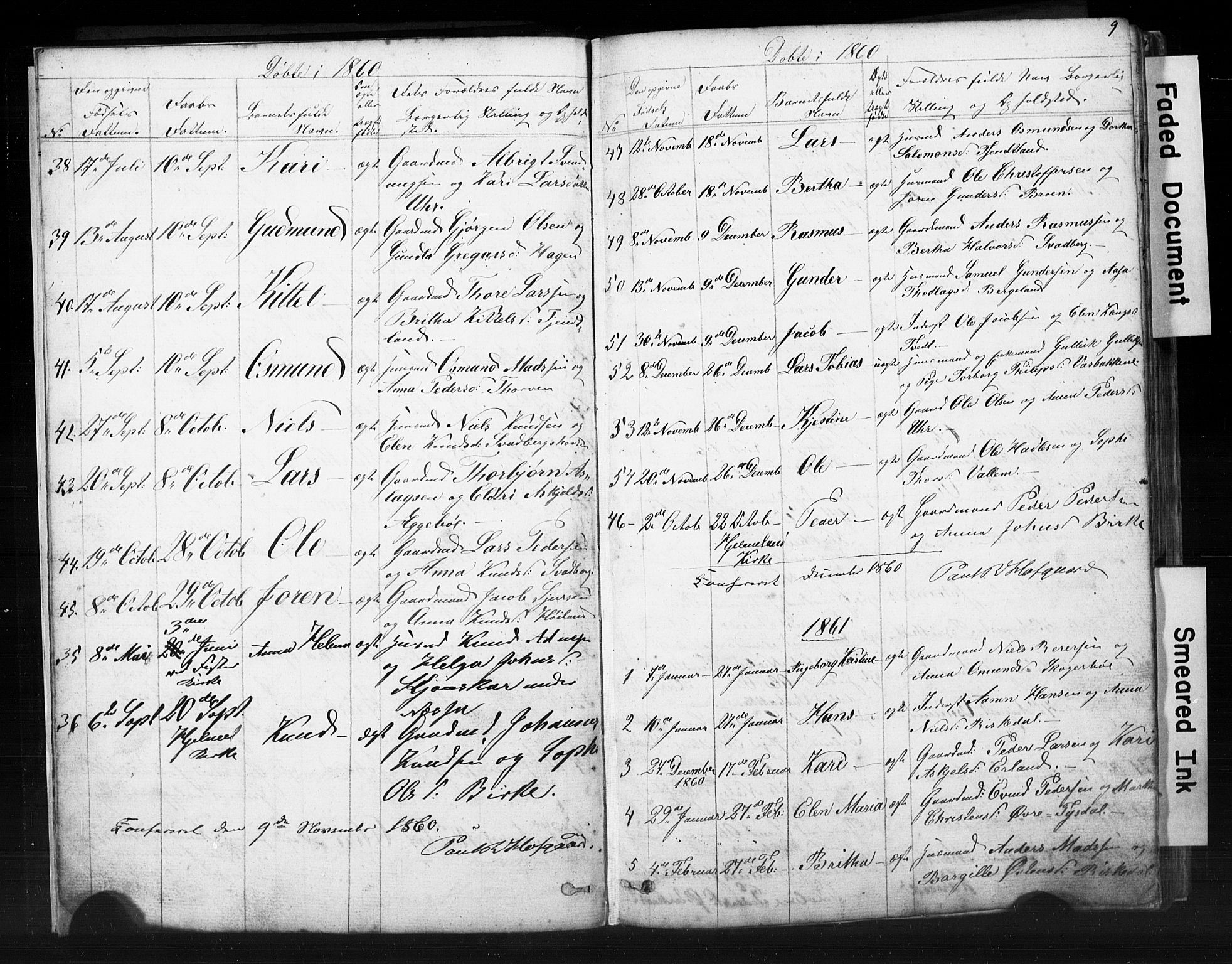 Hjelmeland sokneprestkontor, AV/SAST-A-101843/01/V/L0006: Parish register (copy) no. B 6, 1856-1884, p. 9