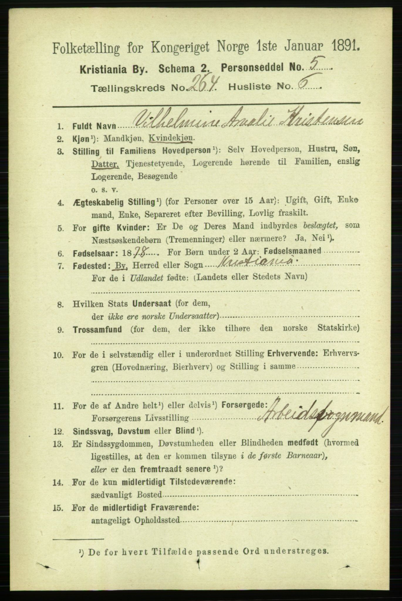 RA, 1891 census for 0301 Kristiania, 1891, p. 160564