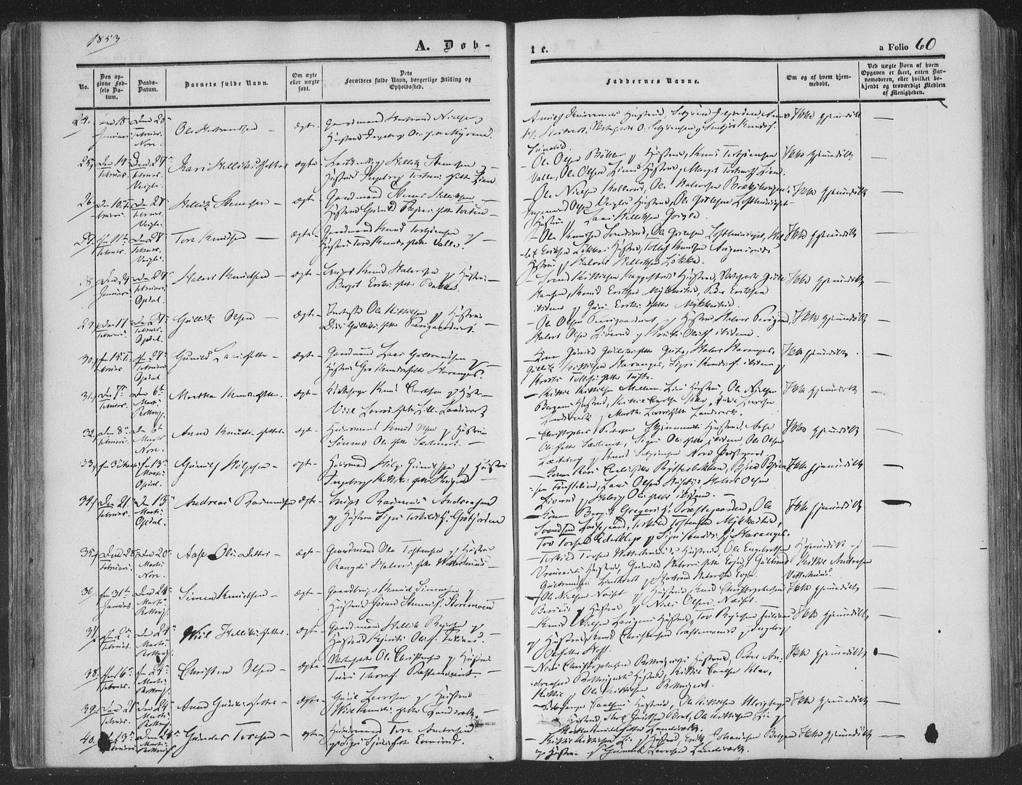 Rollag kirkebøker, AV/SAKO-A-240/F/Fa/L0008: Parish register (official) no. I 8, 1847-1860, p. 60