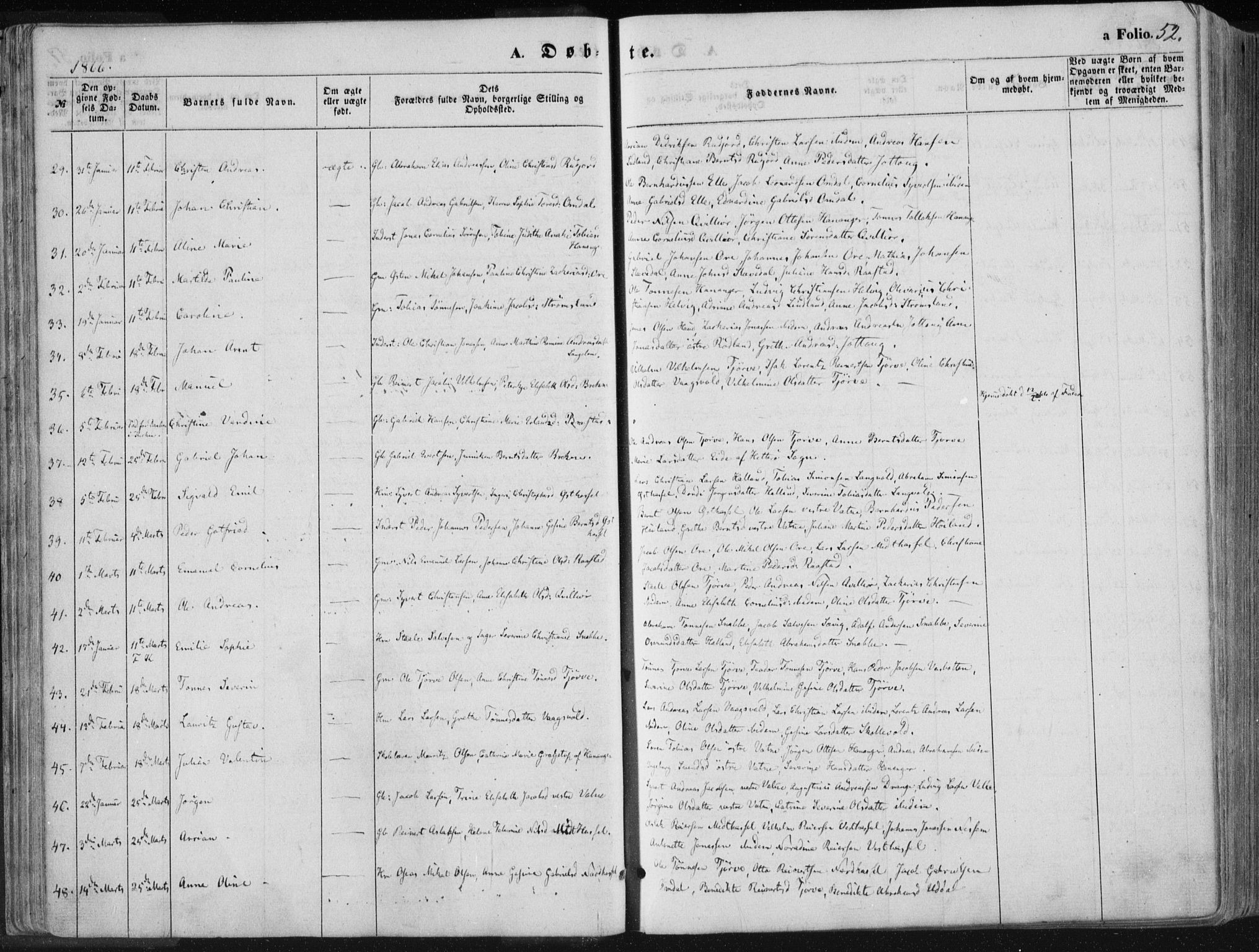 Lista sokneprestkontor, AV/SAK-1111-0027/F/Fa/L0011: Parish register (official) no. A 11, 1861-1878, p. 52