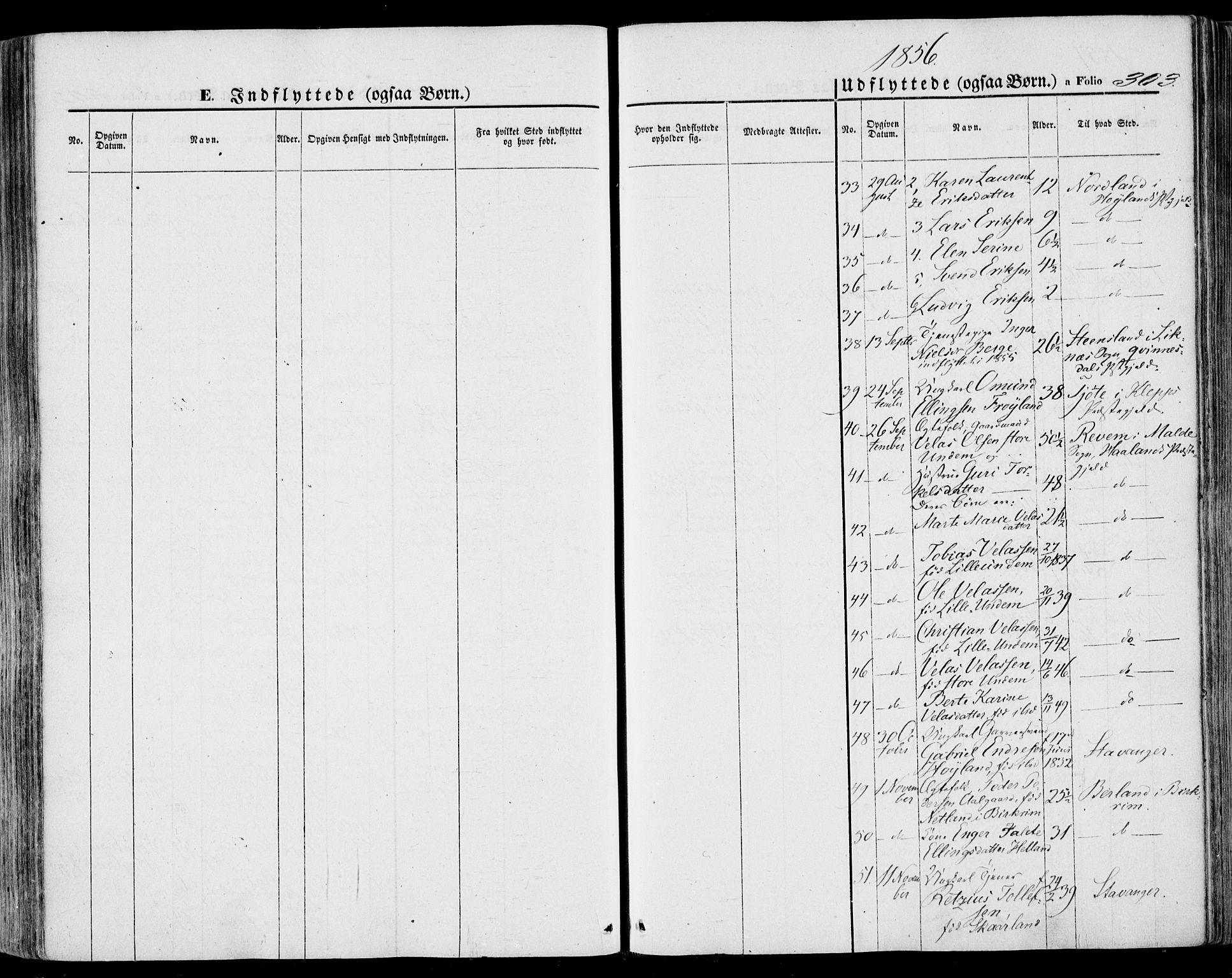 Lye sokneprestkontor, SAST/A-101794/001/30BA/L0007: Parish register (official) no. A 6, 1856-1871, p. 303